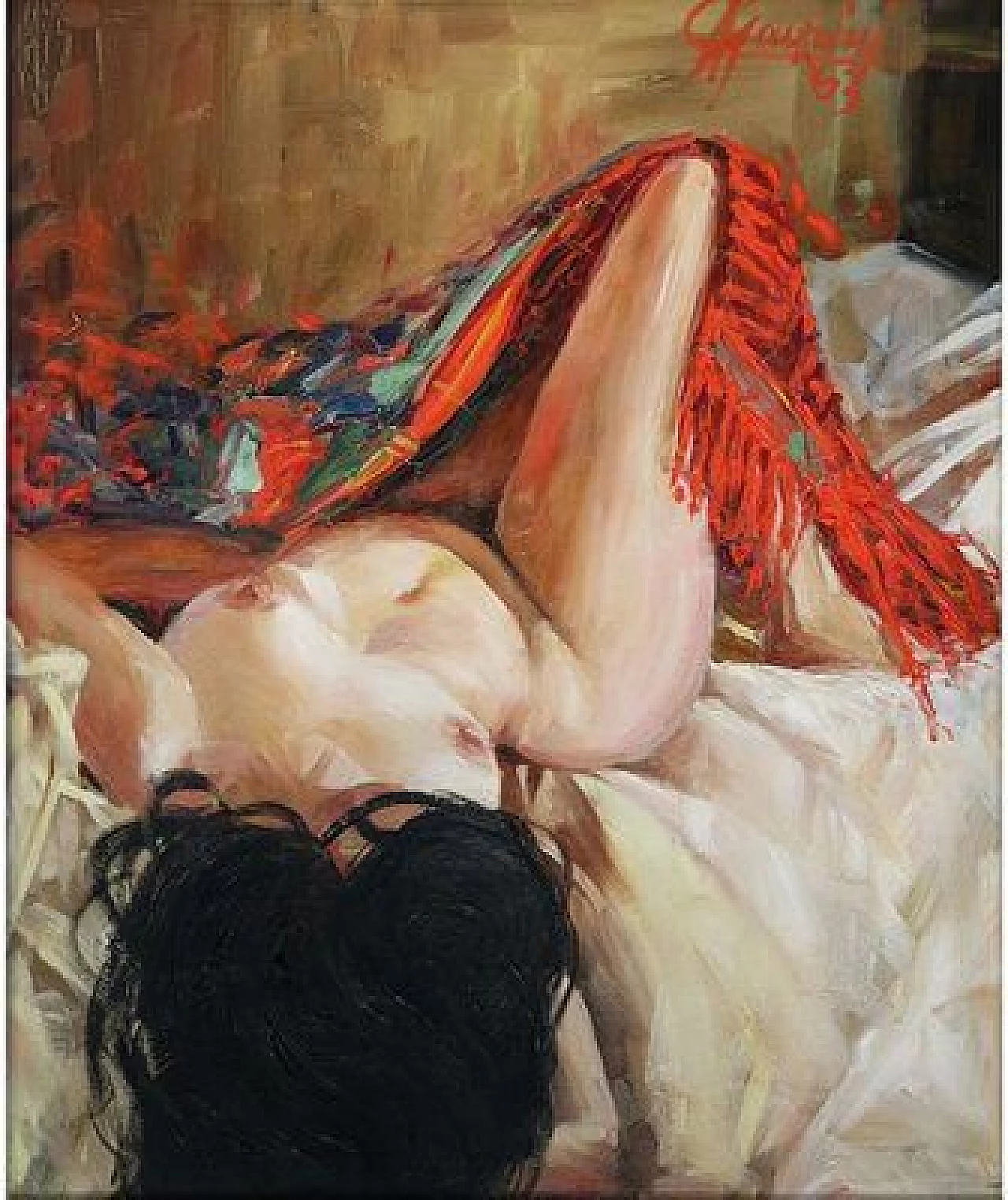 Manzini, nudo femminile disteso, dipinto a olio su tela, 1963 1