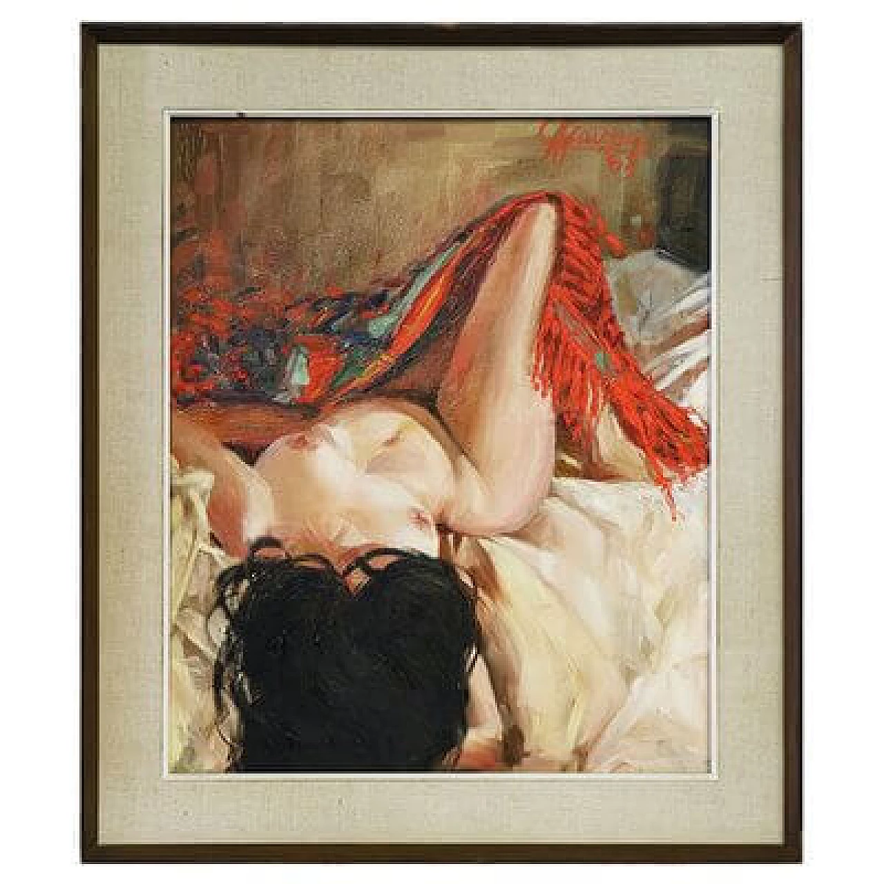 Manzini, nudo femminile disteso, dipinto a olio su tela, 1963 2