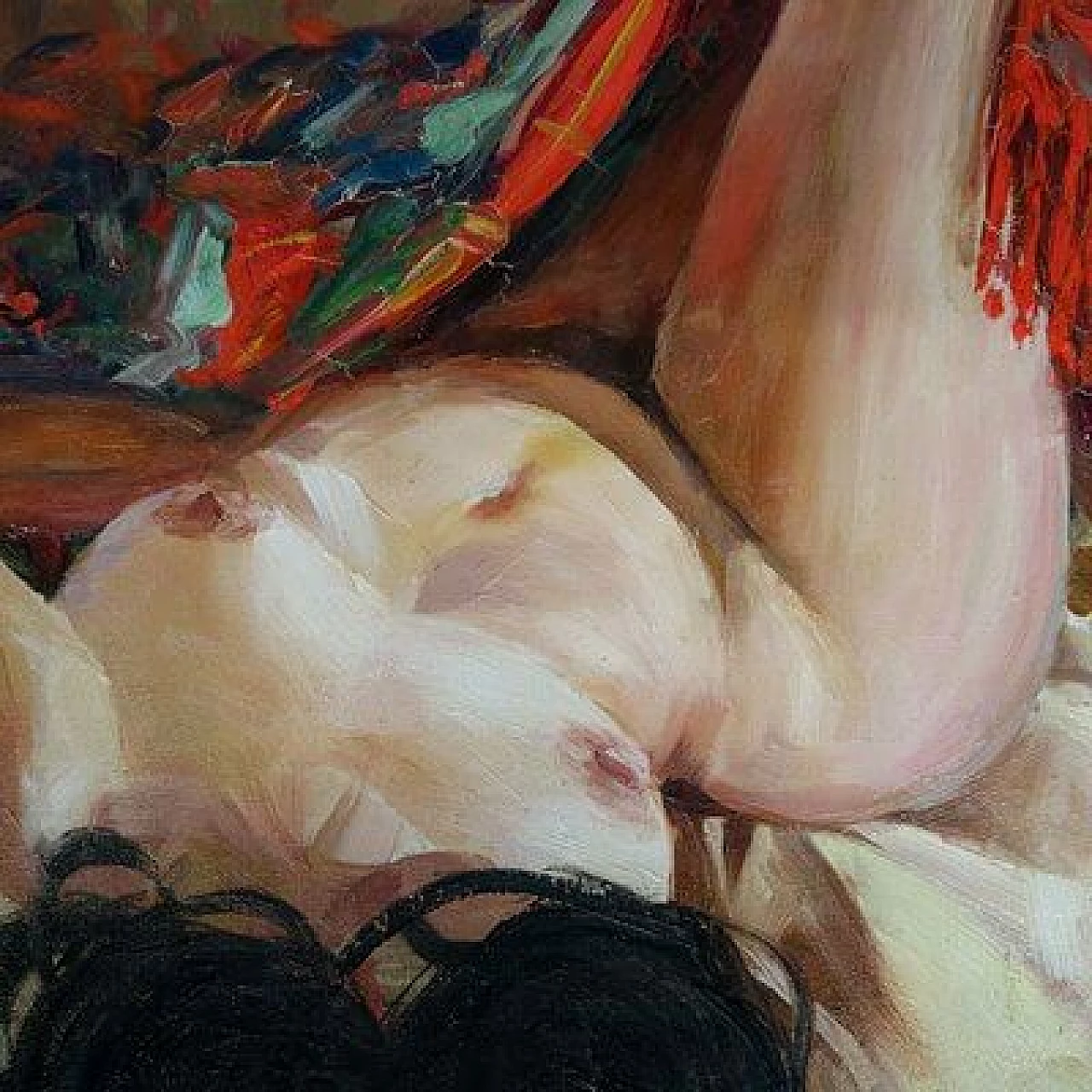 Manzini, nudo femminile disteso, dipinto a olio su tela, 1963 5
