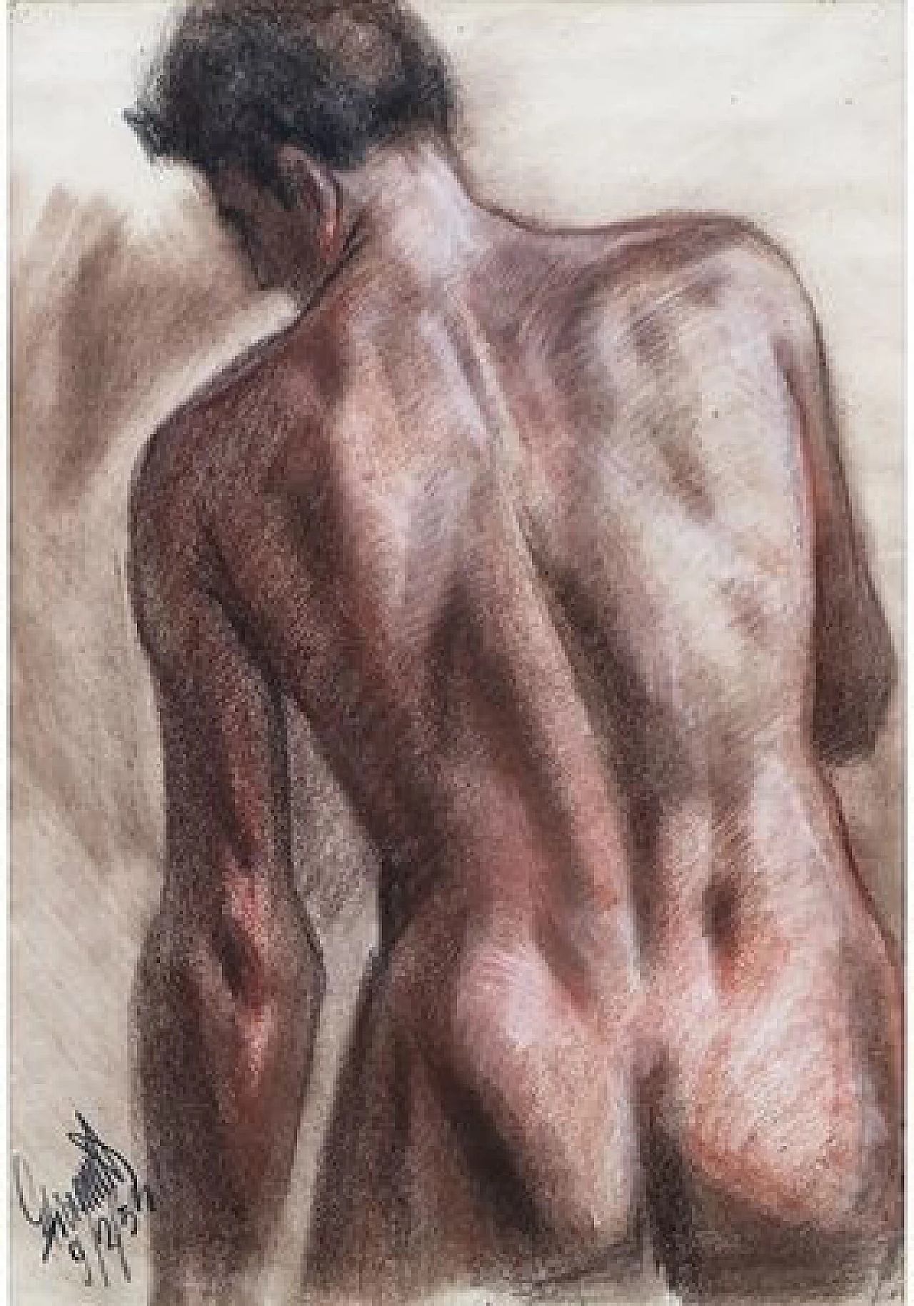 Ferruccio Giacomelli, Figure of an athlete, graphite drawing on paper, 1954 1
