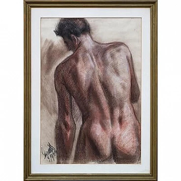 Ferruccio Giacomelli, Figure of an athlete, graphite drawing on paper, 1954