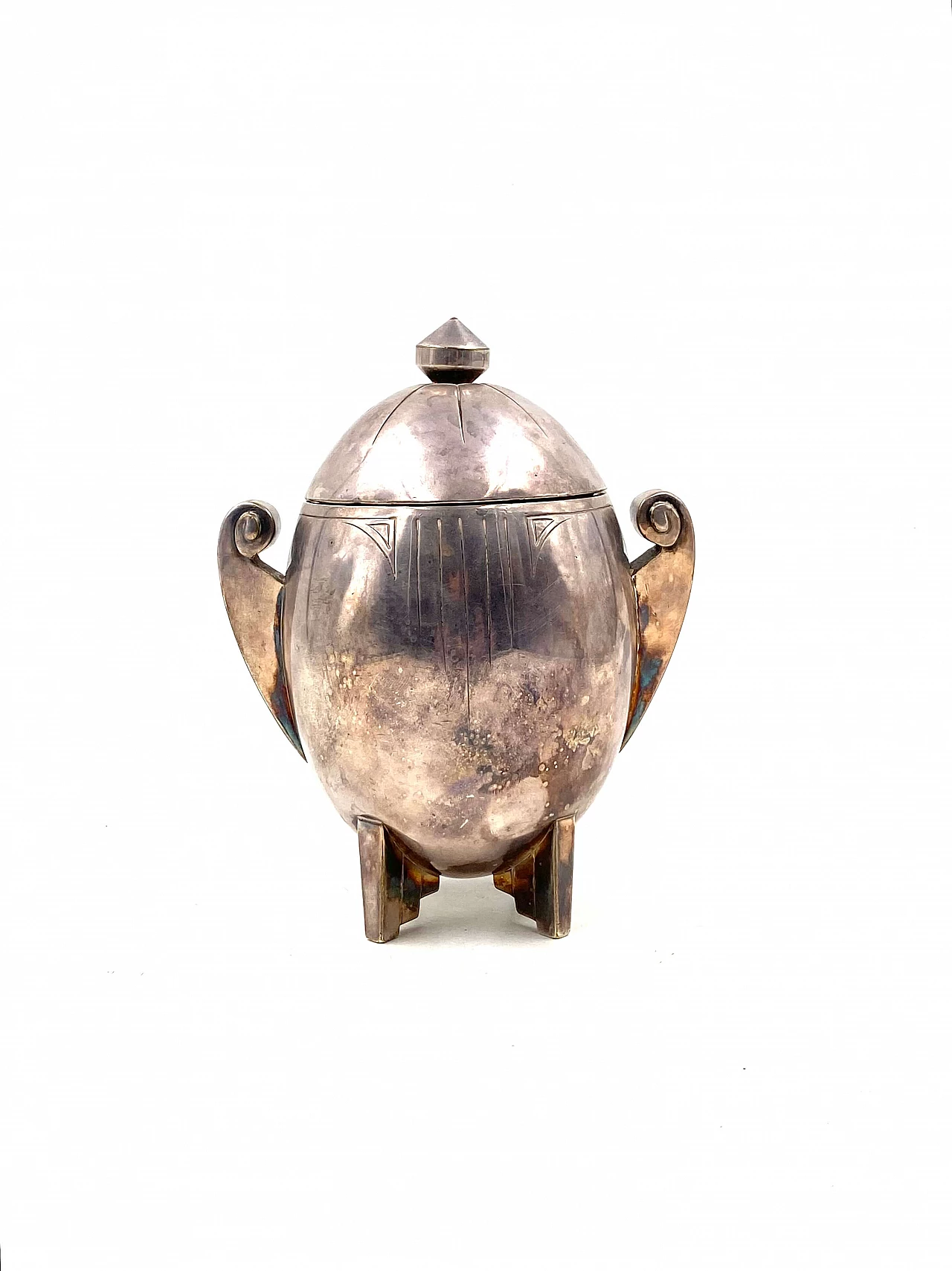 Art Deco sugar bowl in silver-plated metal, 1920s 5