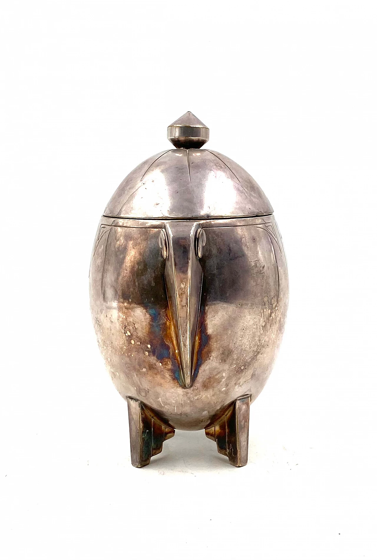 Art Deco sugar bowl in silver-plated metal, 1920s 9