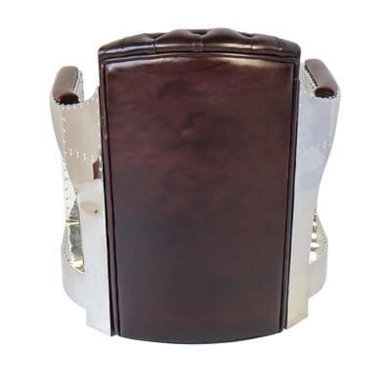 Pair of leather, wood and steel Aviator armchairs, 1980s 5