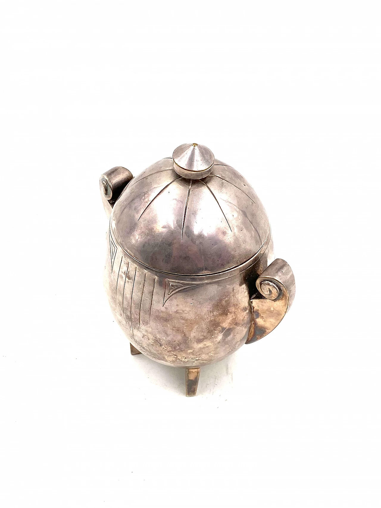 Art Deco sugar bowl in silver-plated metal, 1920s 13