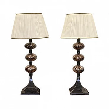 Pair of Murano glass table lamps with stem, 1960s