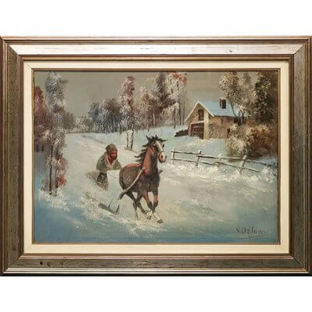 Victor Orlow, Inverno nella steppa, dipinto a olio su tela, anni '50 2