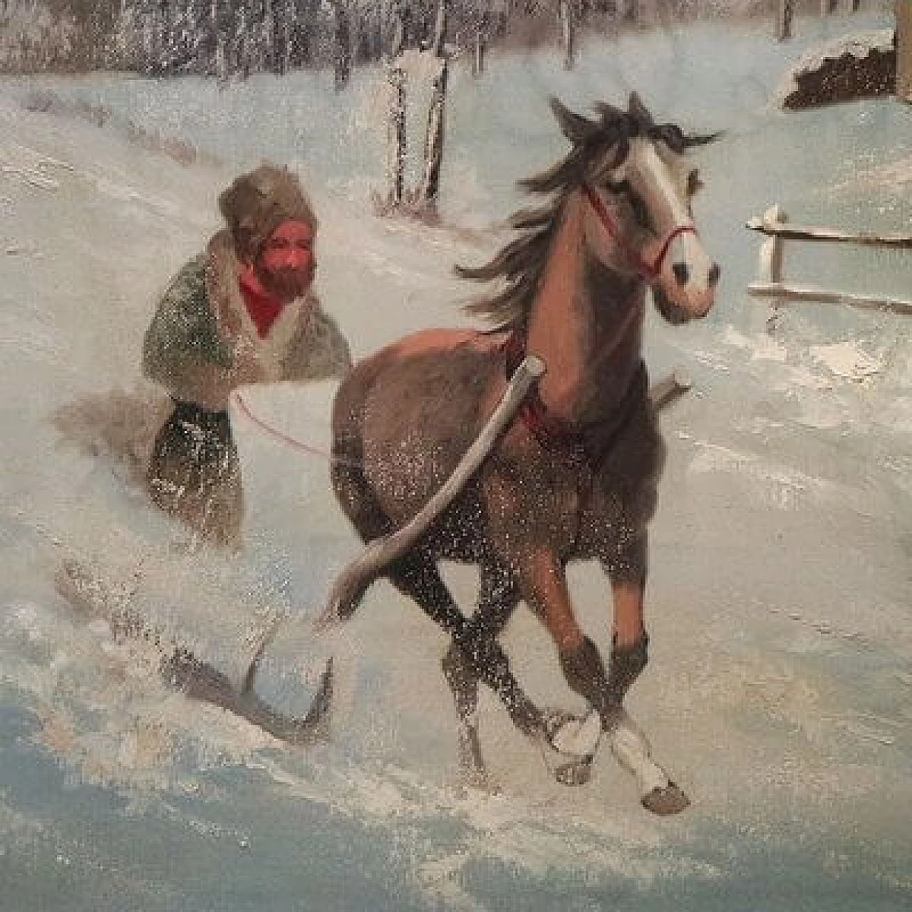 Victor Orlow, Inverno nella steppa, dipinto a olio su tela, anni '50 4