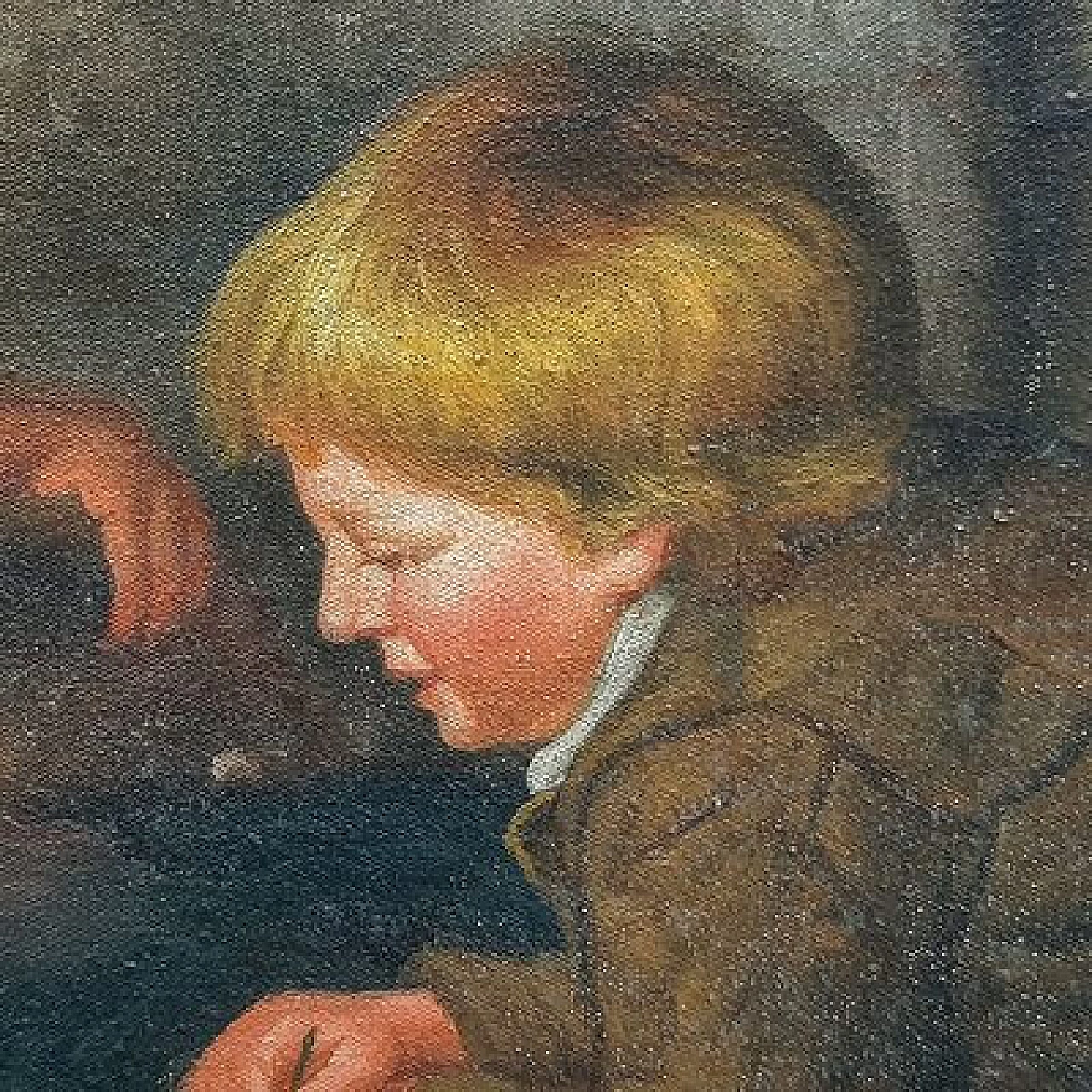 Van Barren, Children and rabbits, oil painting on canvas cardboard, 1871 7
