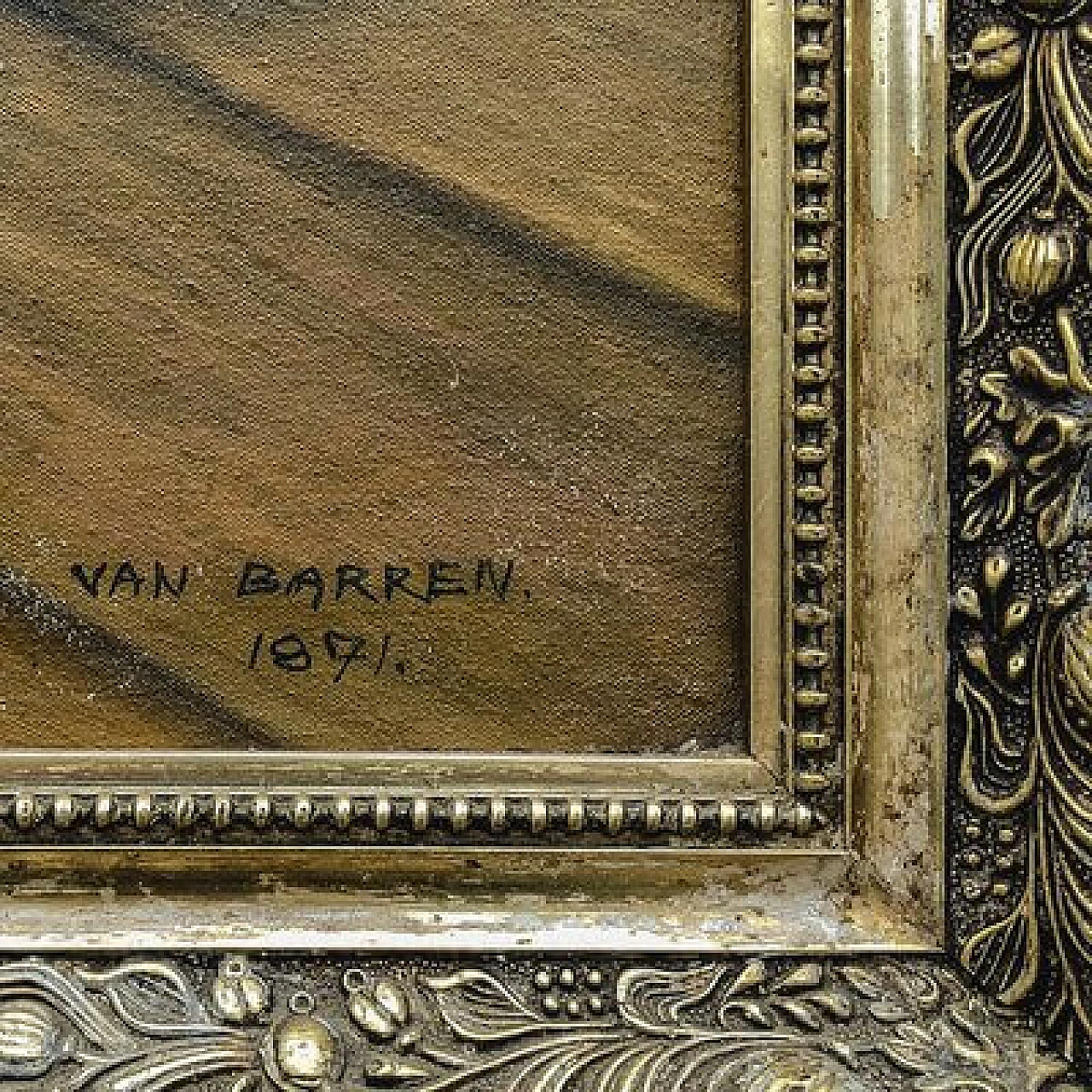 Van Barren, Children and rabbits, oil painting on canvas cardboard, 1871 9
