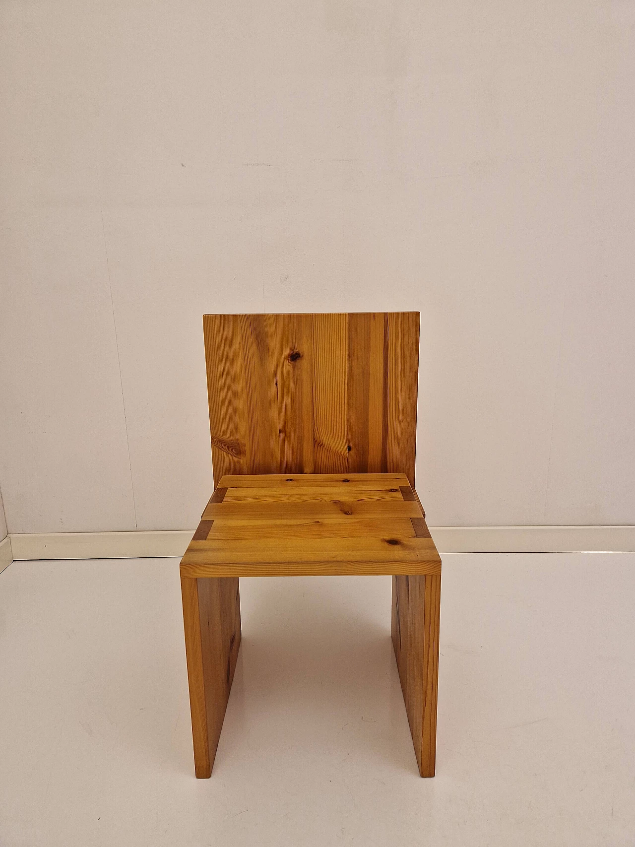 6 Stone pine chairs, 1980s 1