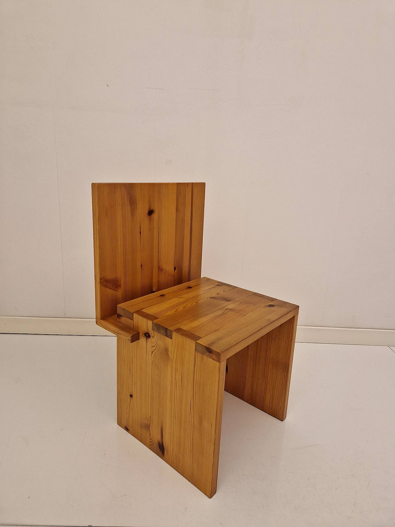 6 Stone pine chairs, 1980s 2