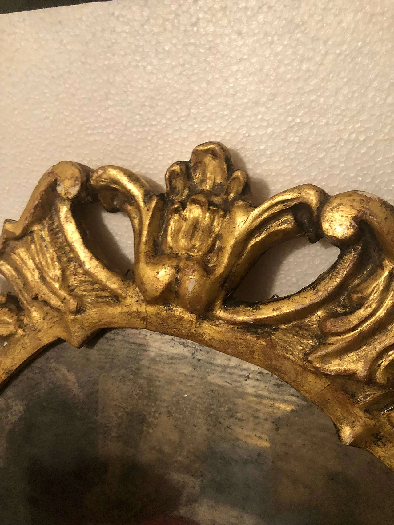 Cartagloria in legno dorato con specchio e coppia di luci, '800 2
