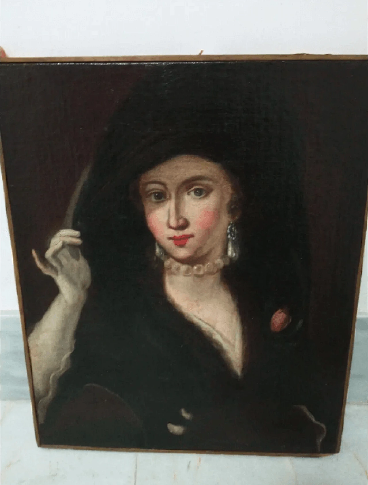 Ritratto di donna francese, dipinto ad olio, '800 3