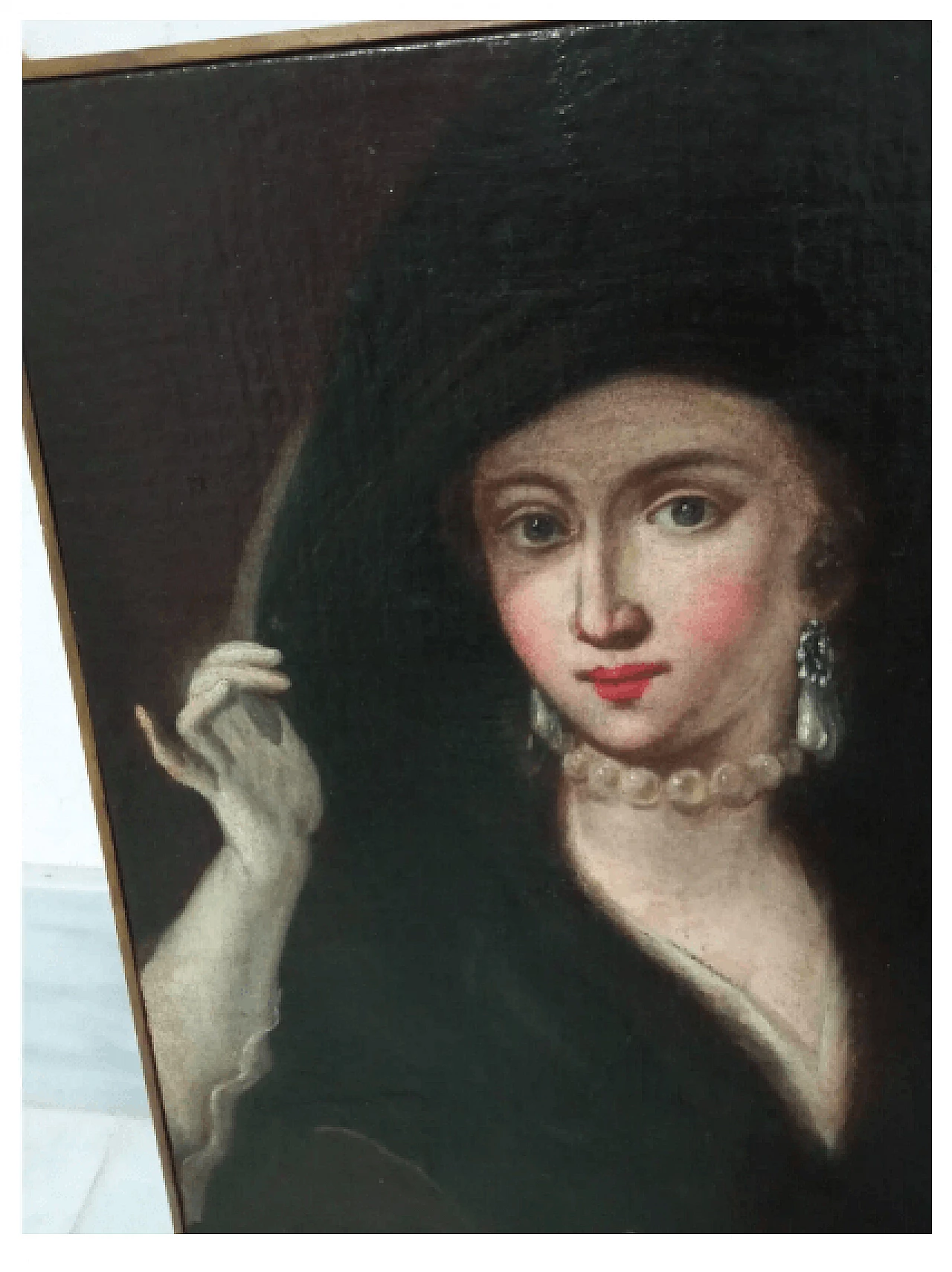 Ritratto di donna francese, dipinto ad olio, '800 5