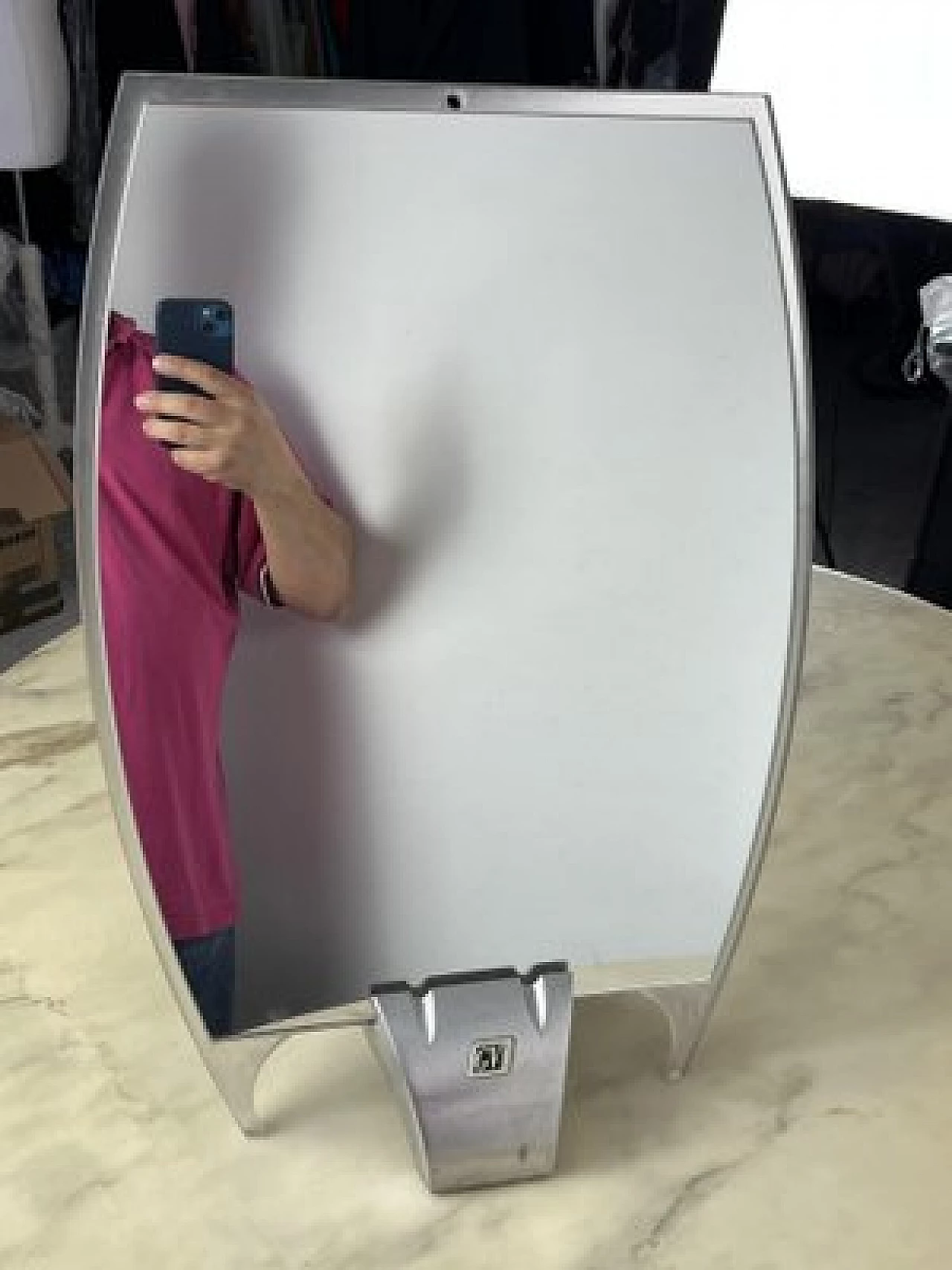 Table mirror with steel base, 1980s 4
