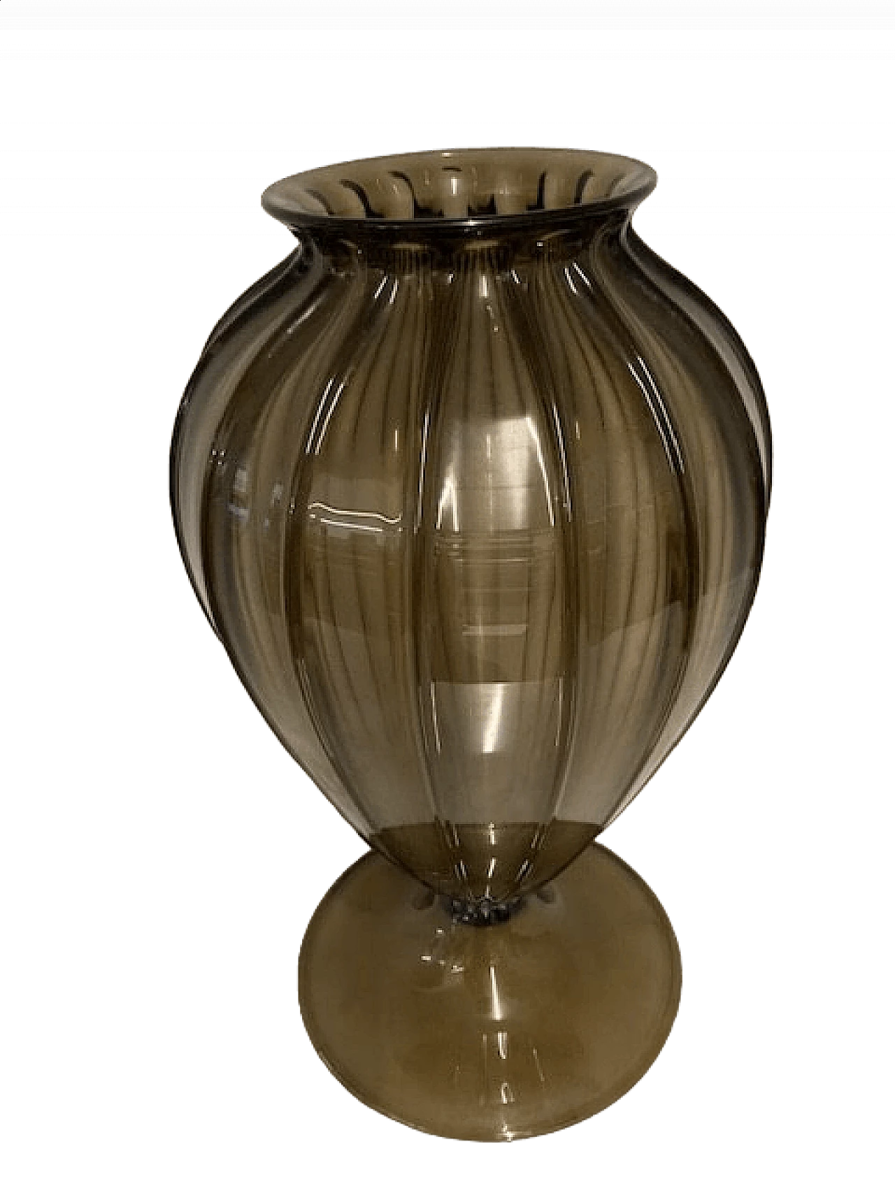Vaso in vetro di Murano ambrato costolato di Vittorio Zecchin, inizio '900 10