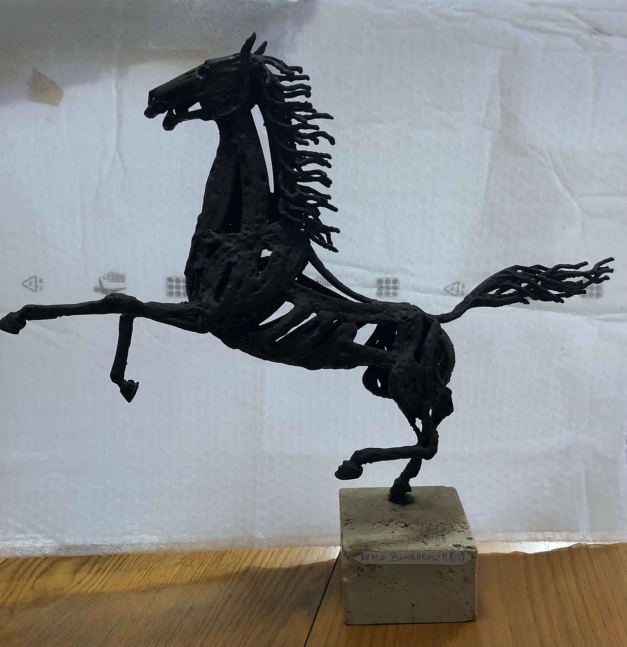 Remo Bombardieri, cavallo, scultura in bronzo, anni '70 1
