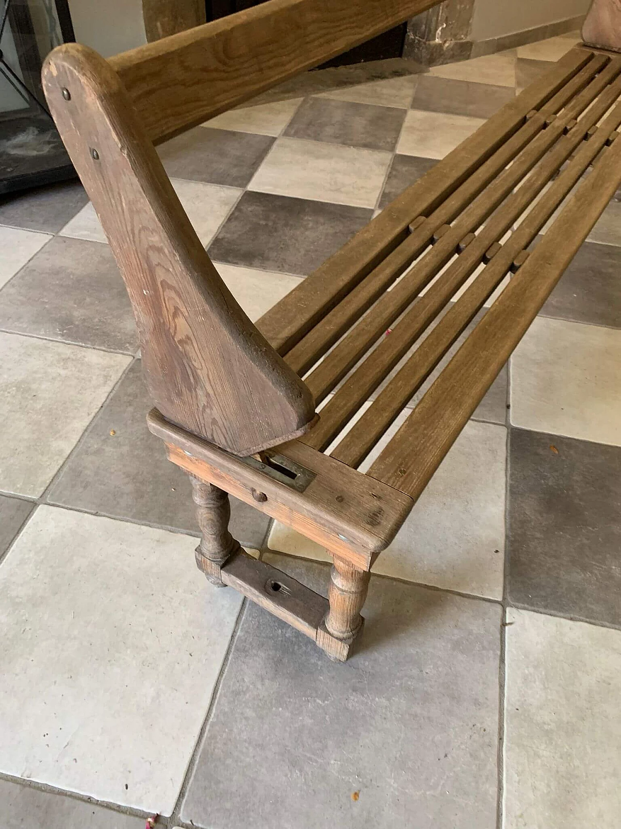 Panca in legno con schienale reclinabile, inizio '900 4