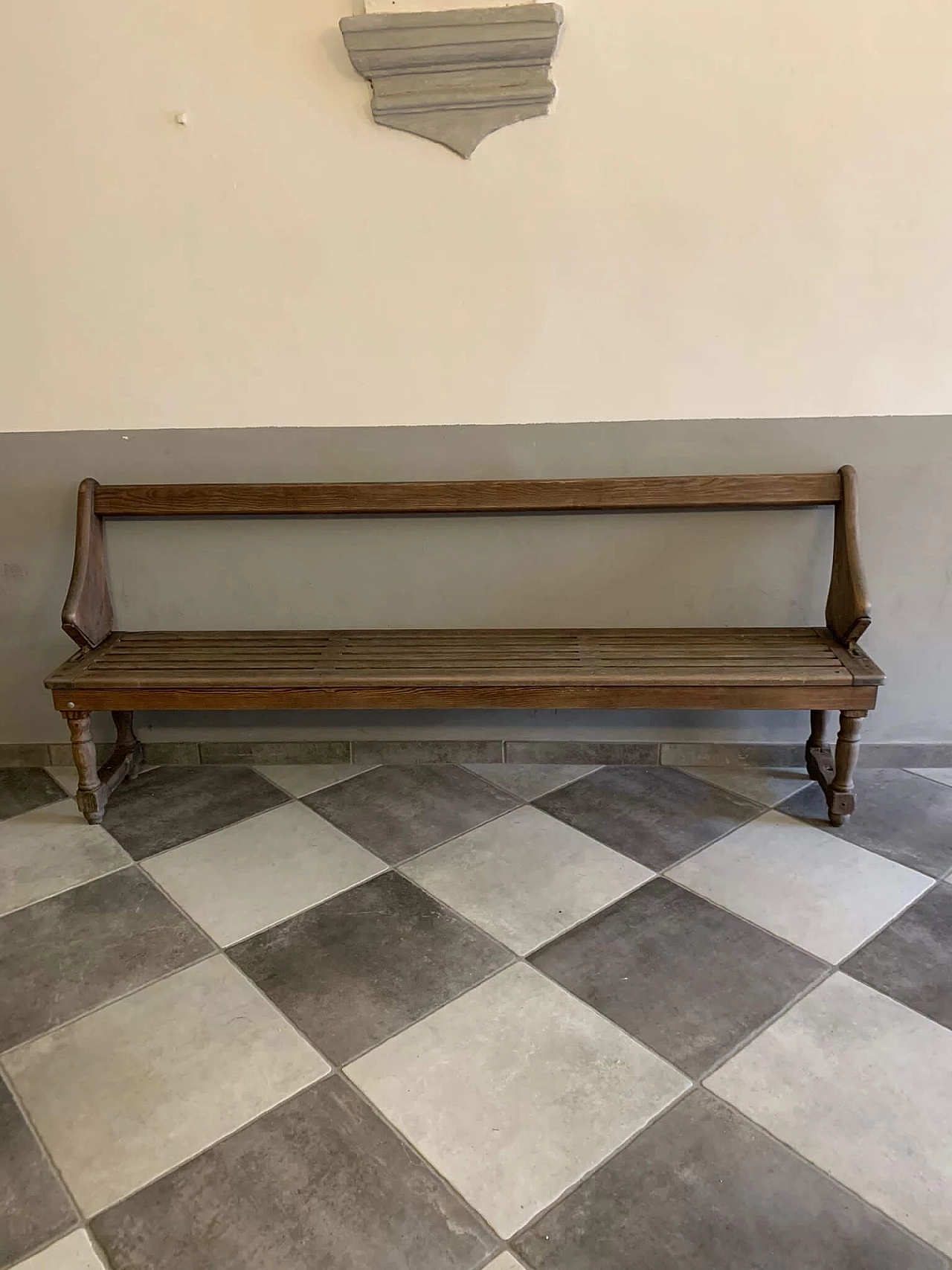 Panca in legno con schienale reclinabile, inizio '900 7