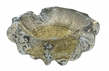 Transparent and gold Murano glass ashtray, mid-20th century
