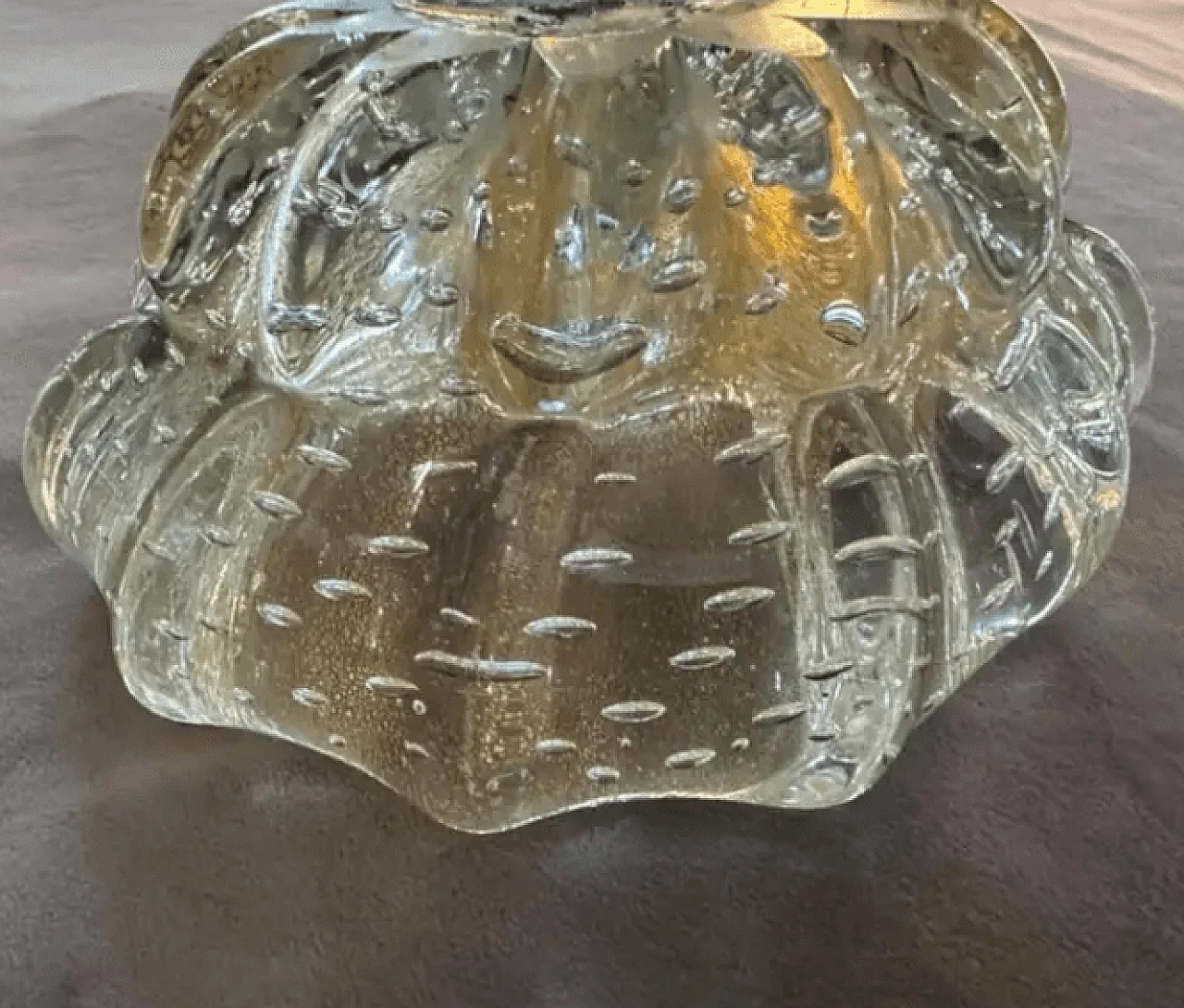 Transparent and gold Murano glass ashtray, mid-20th century 4