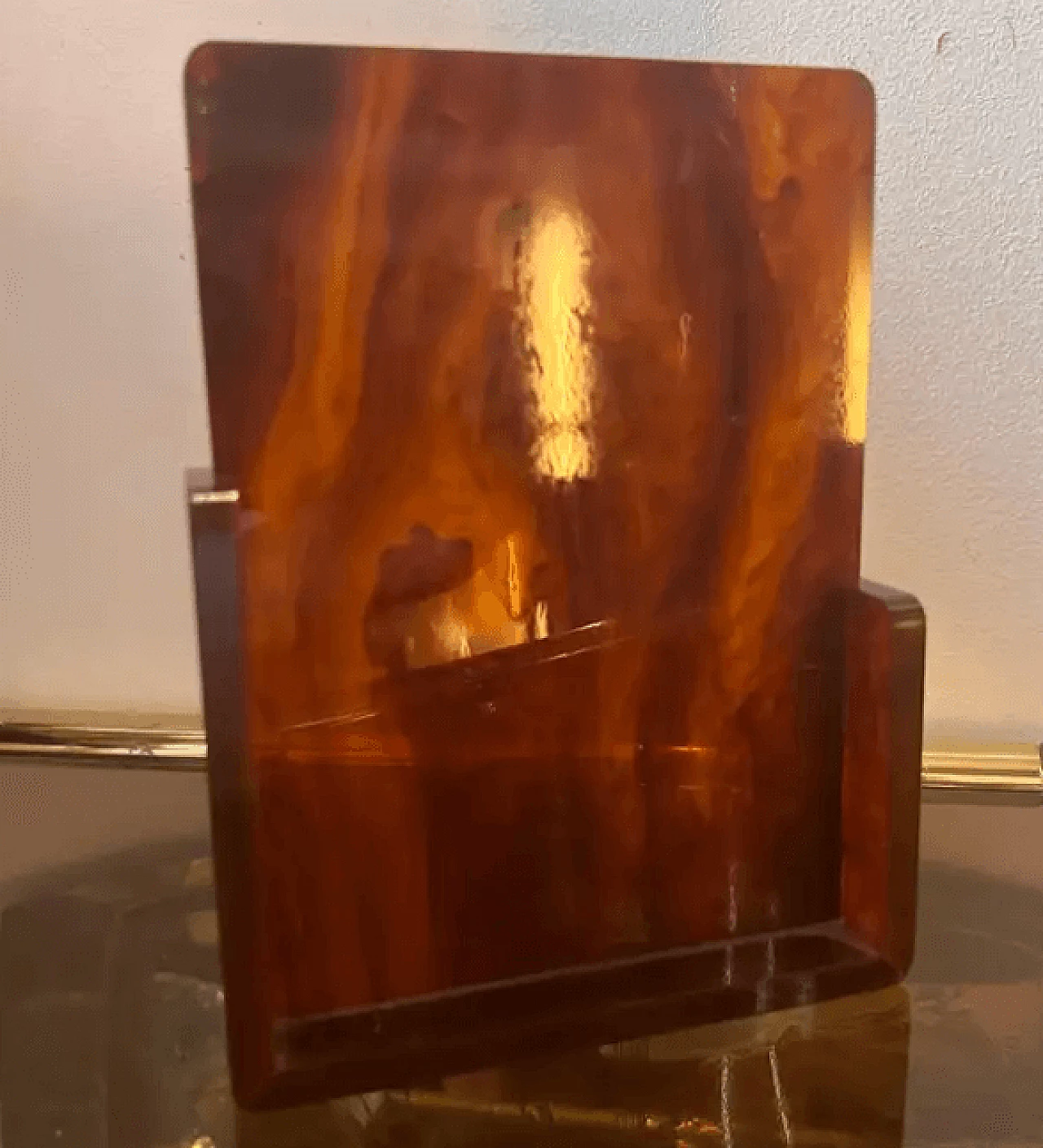 Rectangular lucite faux tortoiseshell frame, 1970s 2