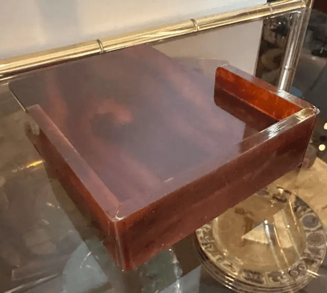 Rectangular lucite faux tortoiseshell frame, 1970s 8