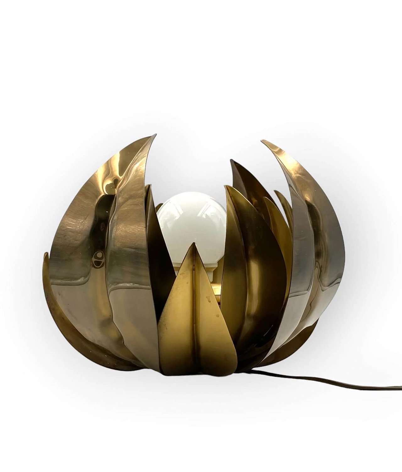 Brass lotus flower lamp attributed to Bottega Gadda, 1970s 11