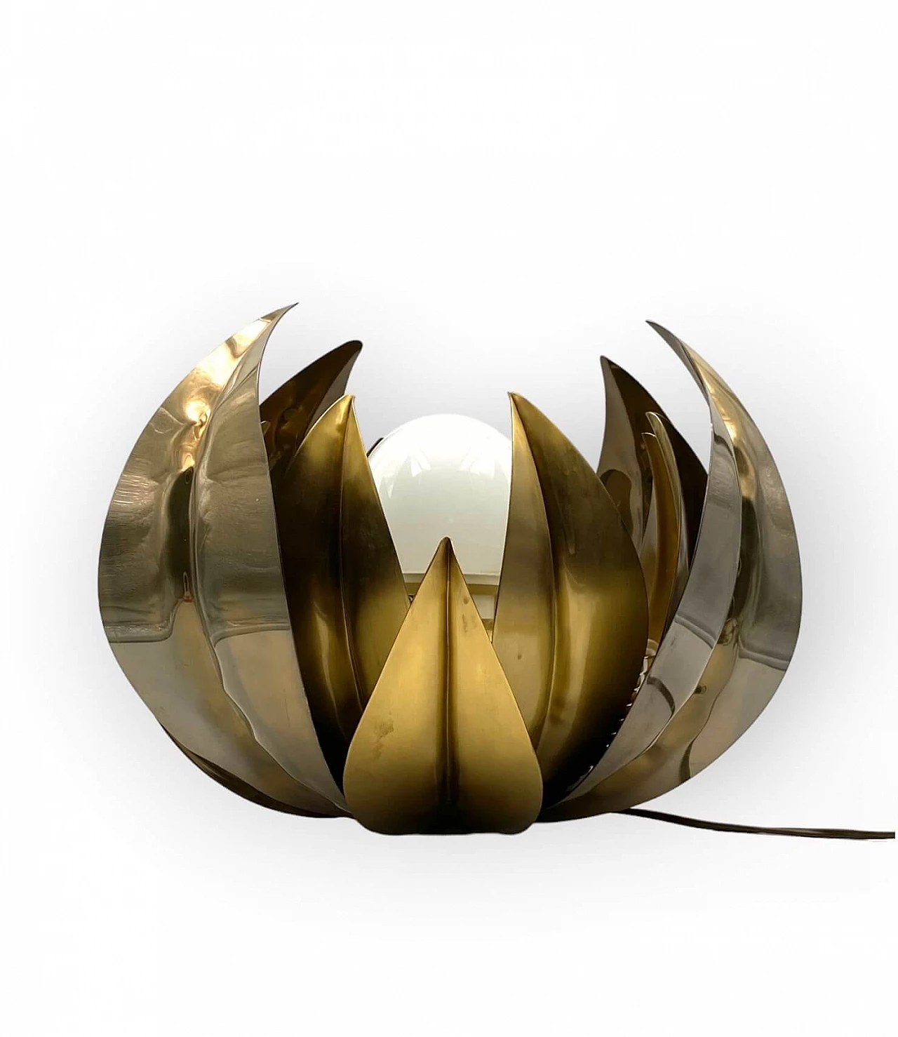 Brass lotus flower lamp attributed to Bottega Gadda, 1970s 12