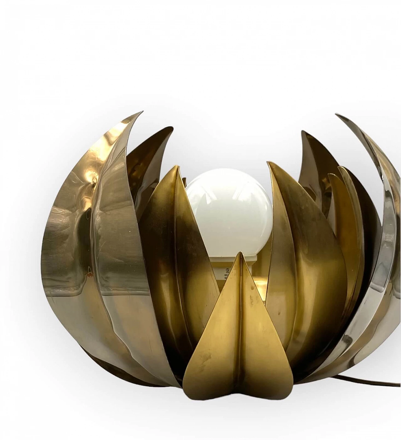 Brass lotus flower lamp attributed to Bottega Gadda, 1970s 14