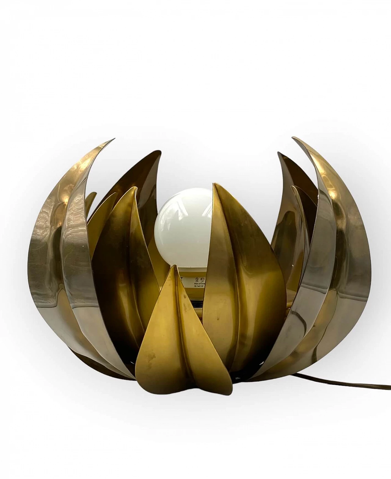 Brass lotus flower lamp attributed to Bottega Gadda, 1970s 15