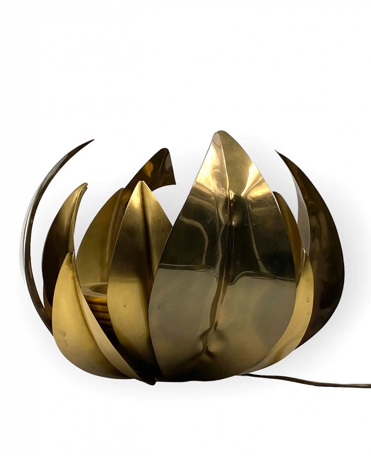 Brass lotus flower lamp attributed to Bottega Gadda, 1970s 17