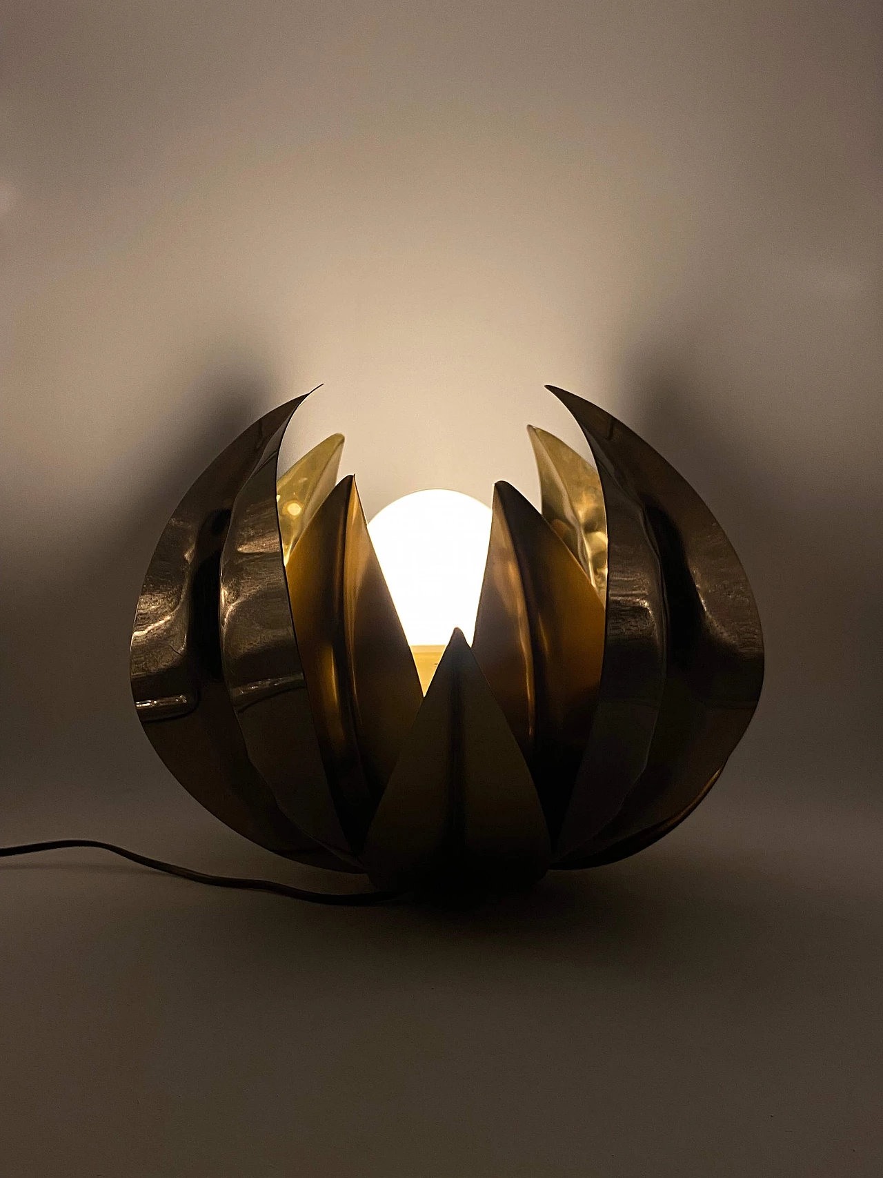 Brass lotus flower lamp attributed to Bottega Gadda, 1970s 23