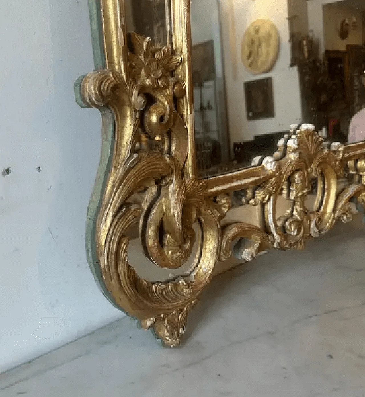 Wall mirror in gilded wood, 19th century 2
