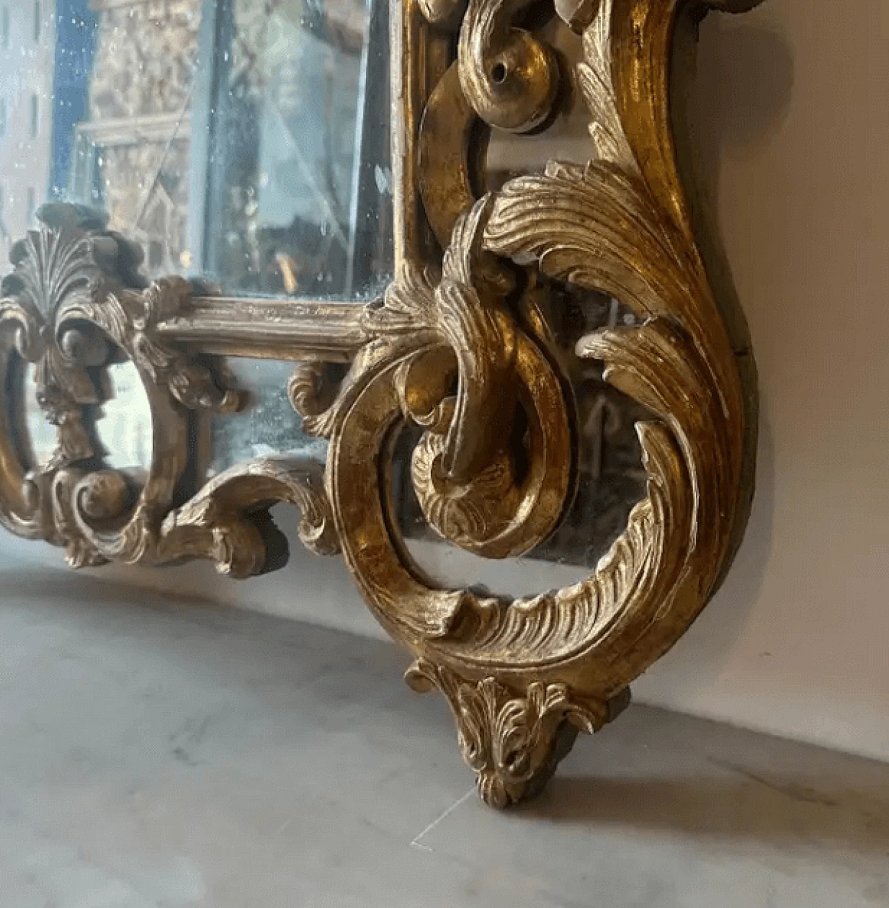Specchio da parete in legno dorato, '800 3