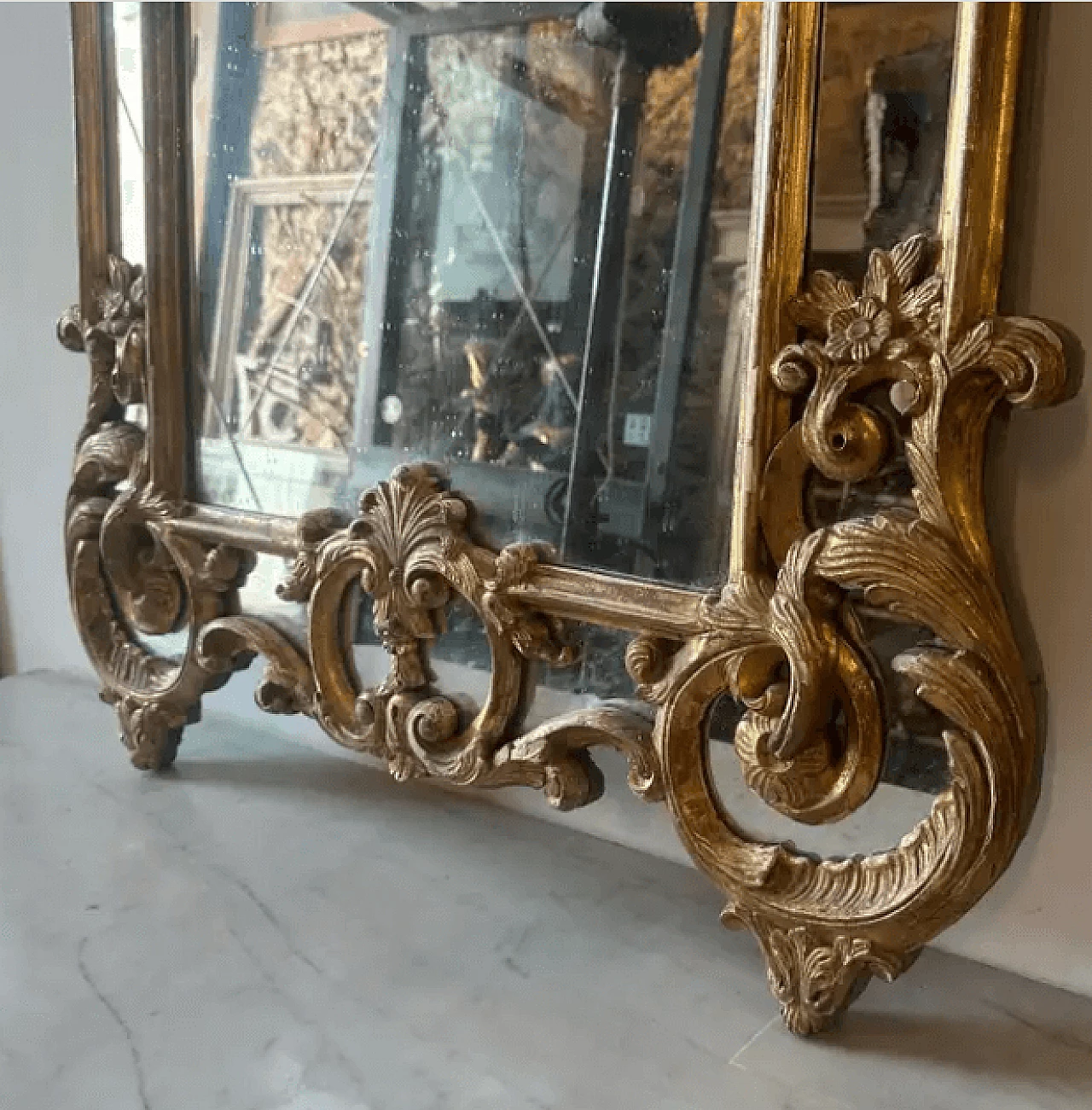 Specchio da parete in legno dorato, '800 4