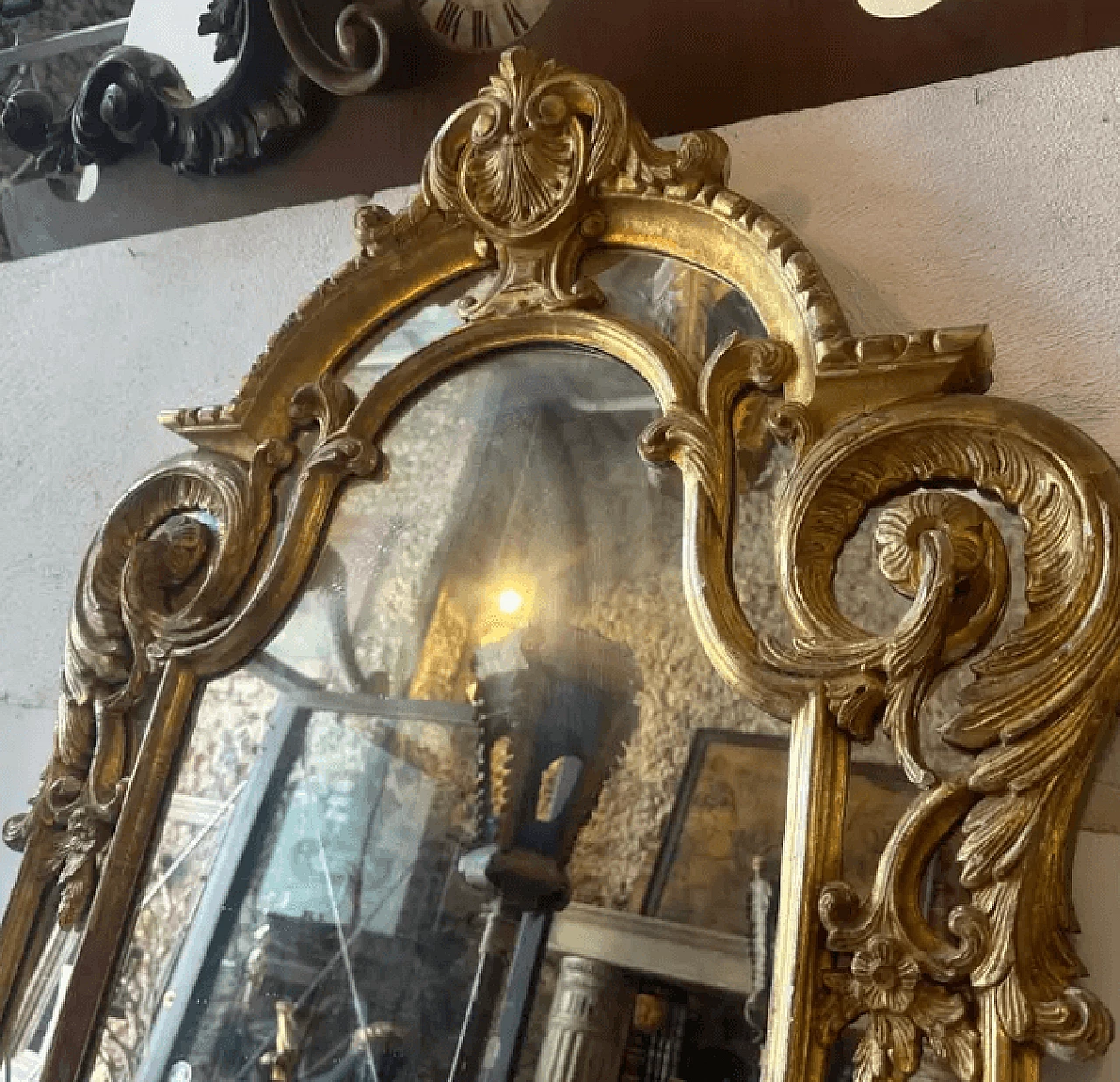 Specchio da parete in legno dorato, '800 5