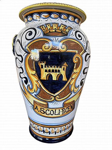 Portaombrelli in ceramica di Ascoli Piceno dipinta a mano