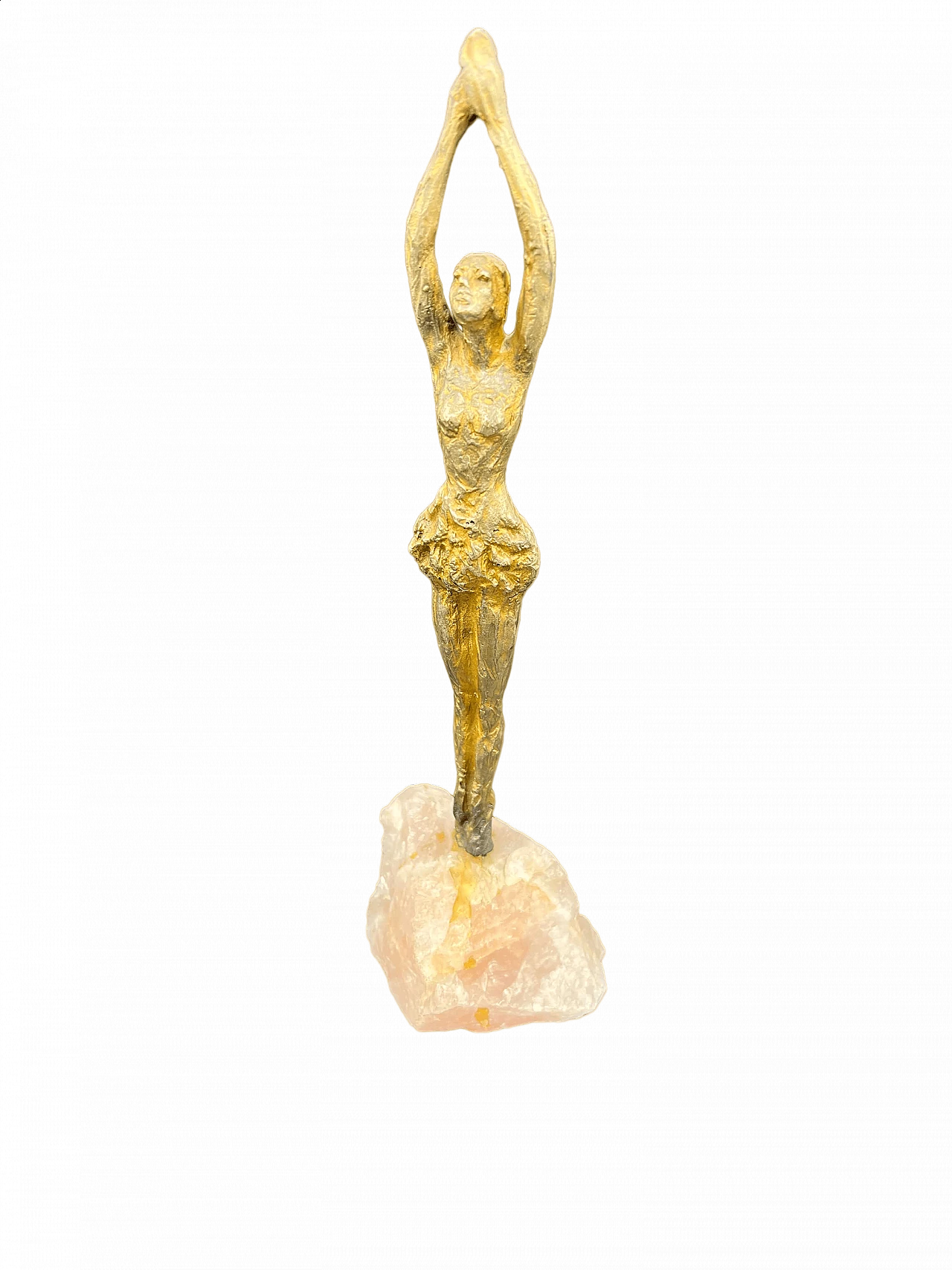Silvio Gazzaniga, female figure, silver sculpture on rose quartz base 10