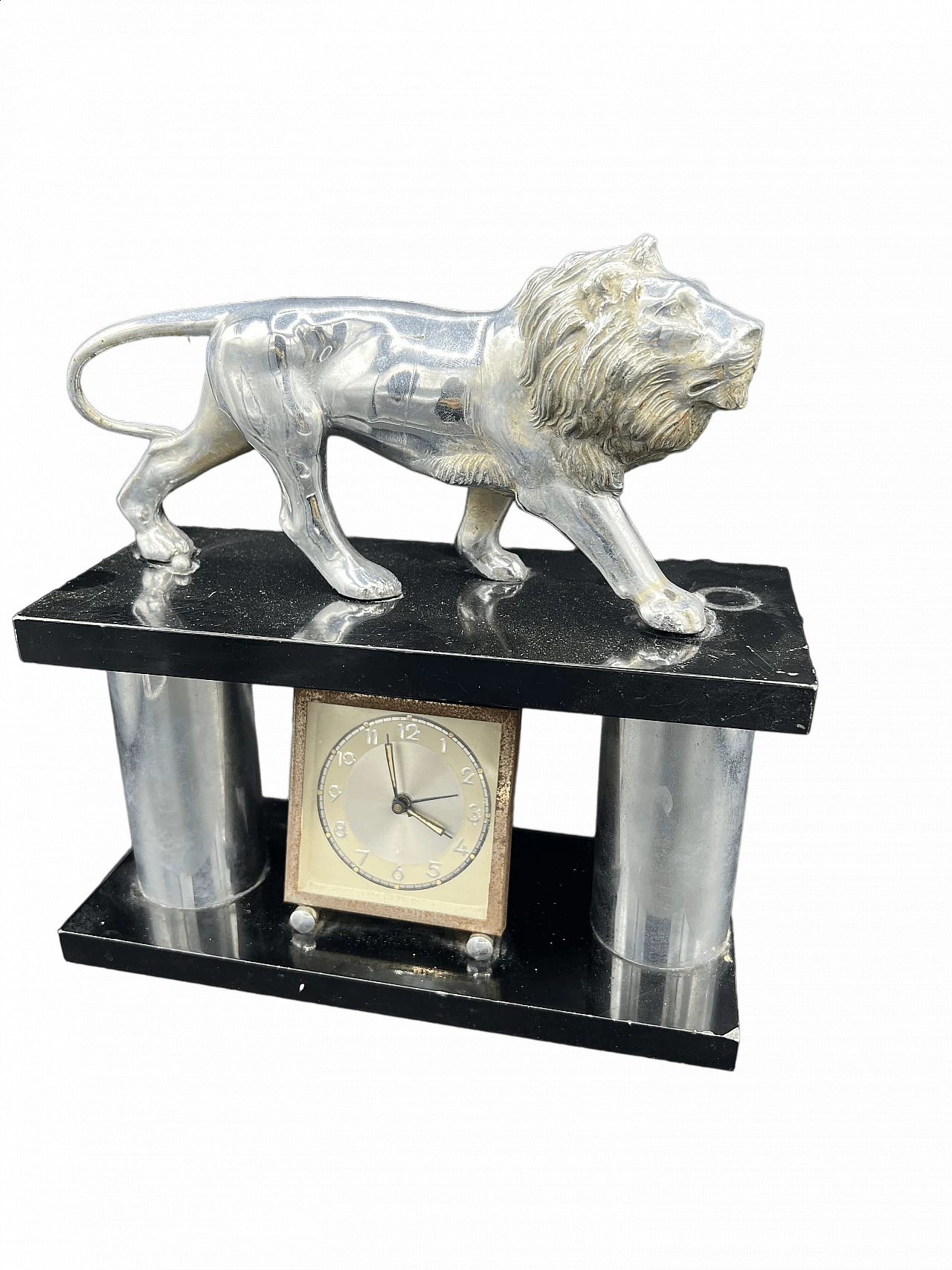 Orologio da tavolo Art Déco con leone, anni '30 9