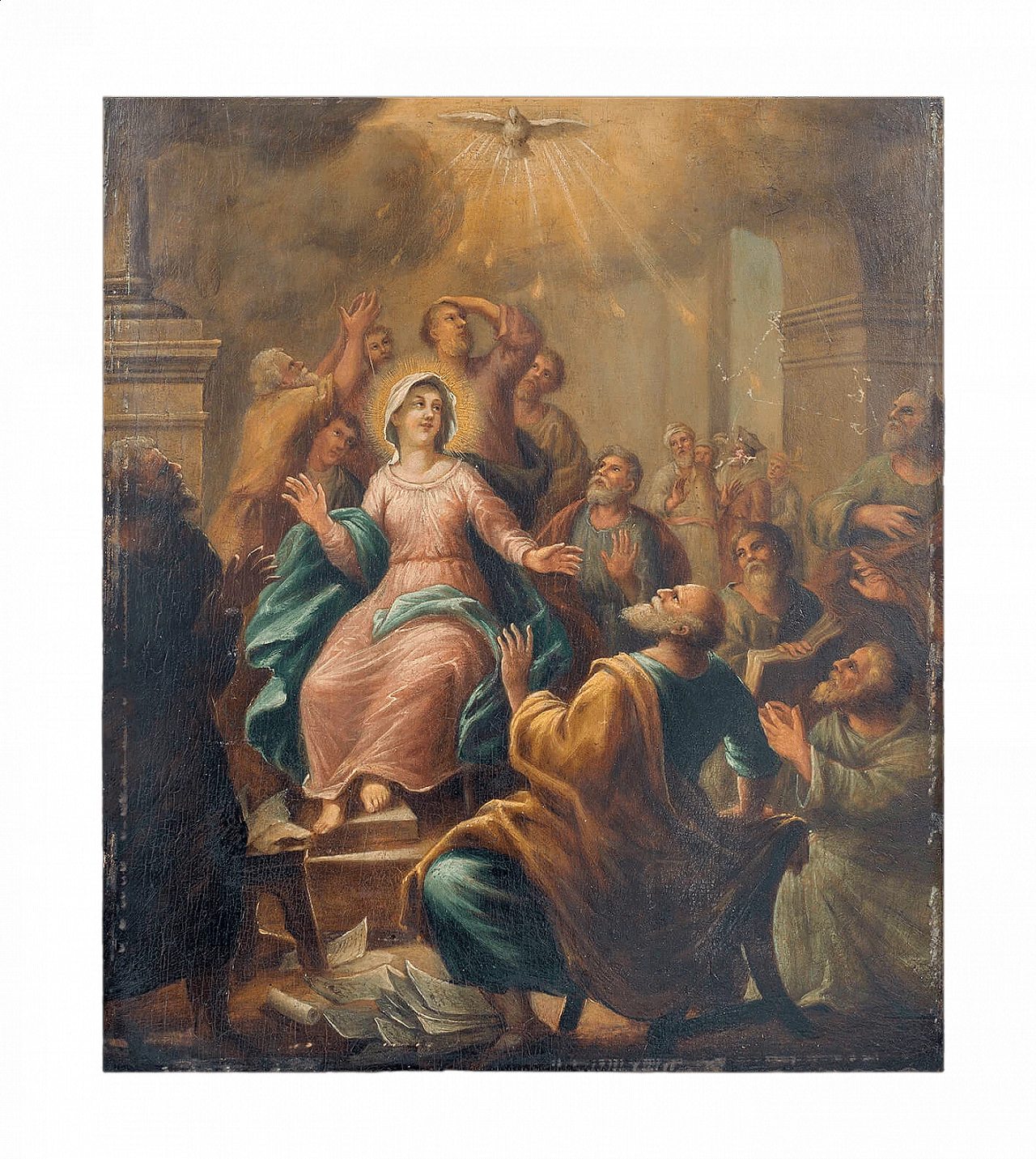 Pentecost, oil painting on panel, early 18th century 4