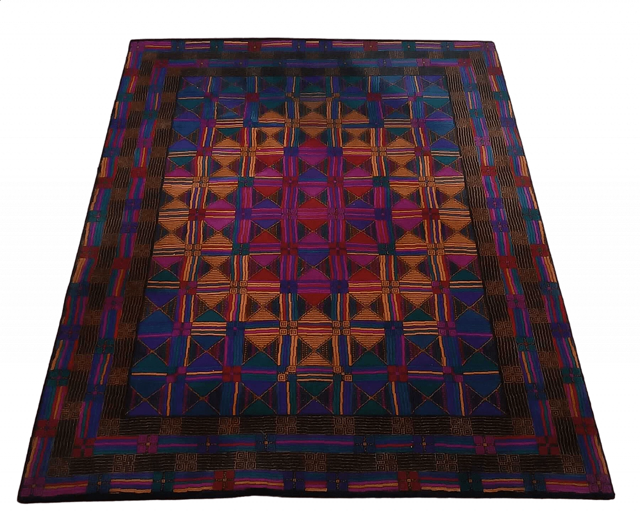 Tappeto Missoni in lana disegno geometrico, anni '80 10