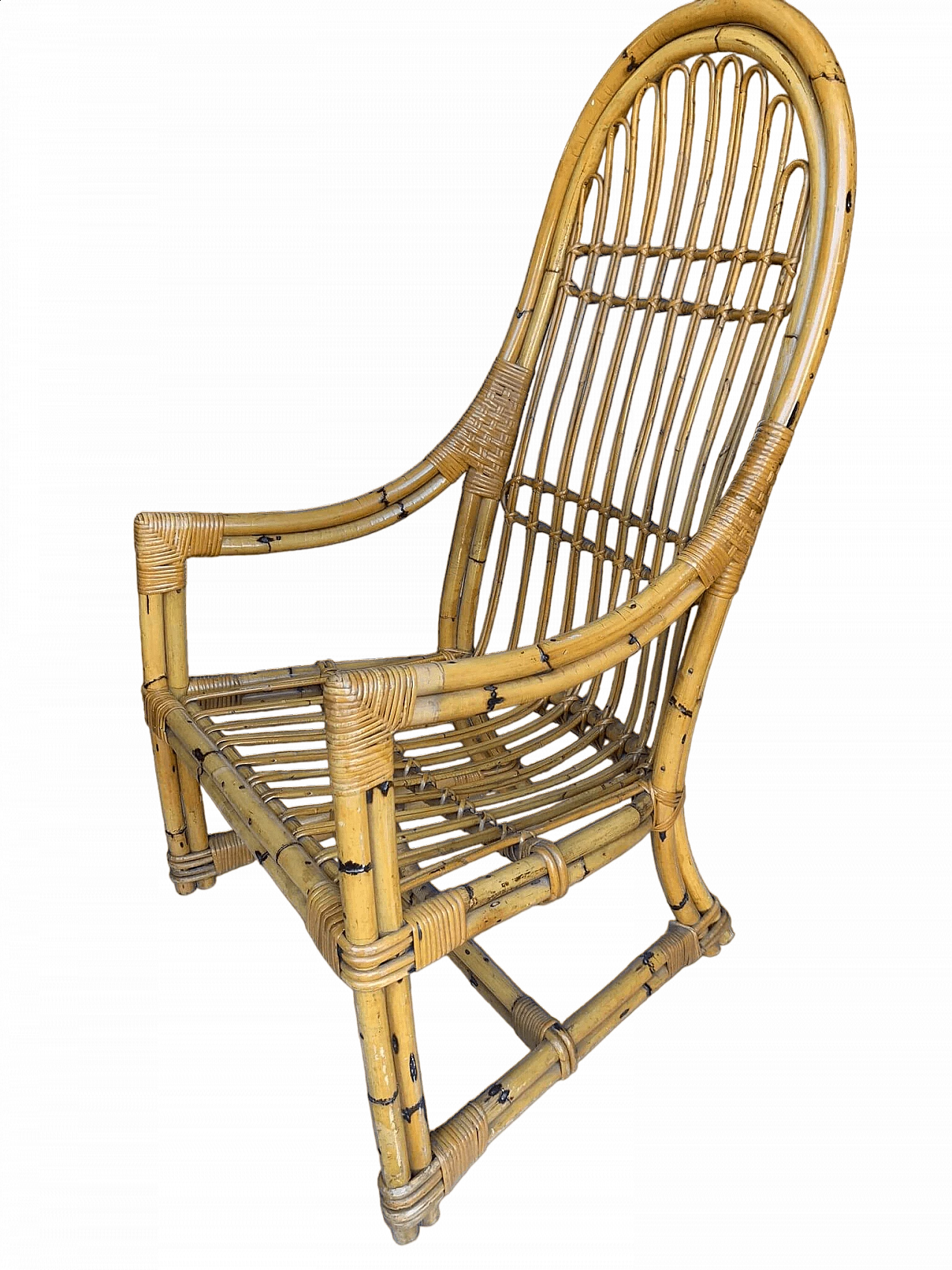 Poltroncina in rattan di Vittorio Bonacina, anni '60 8