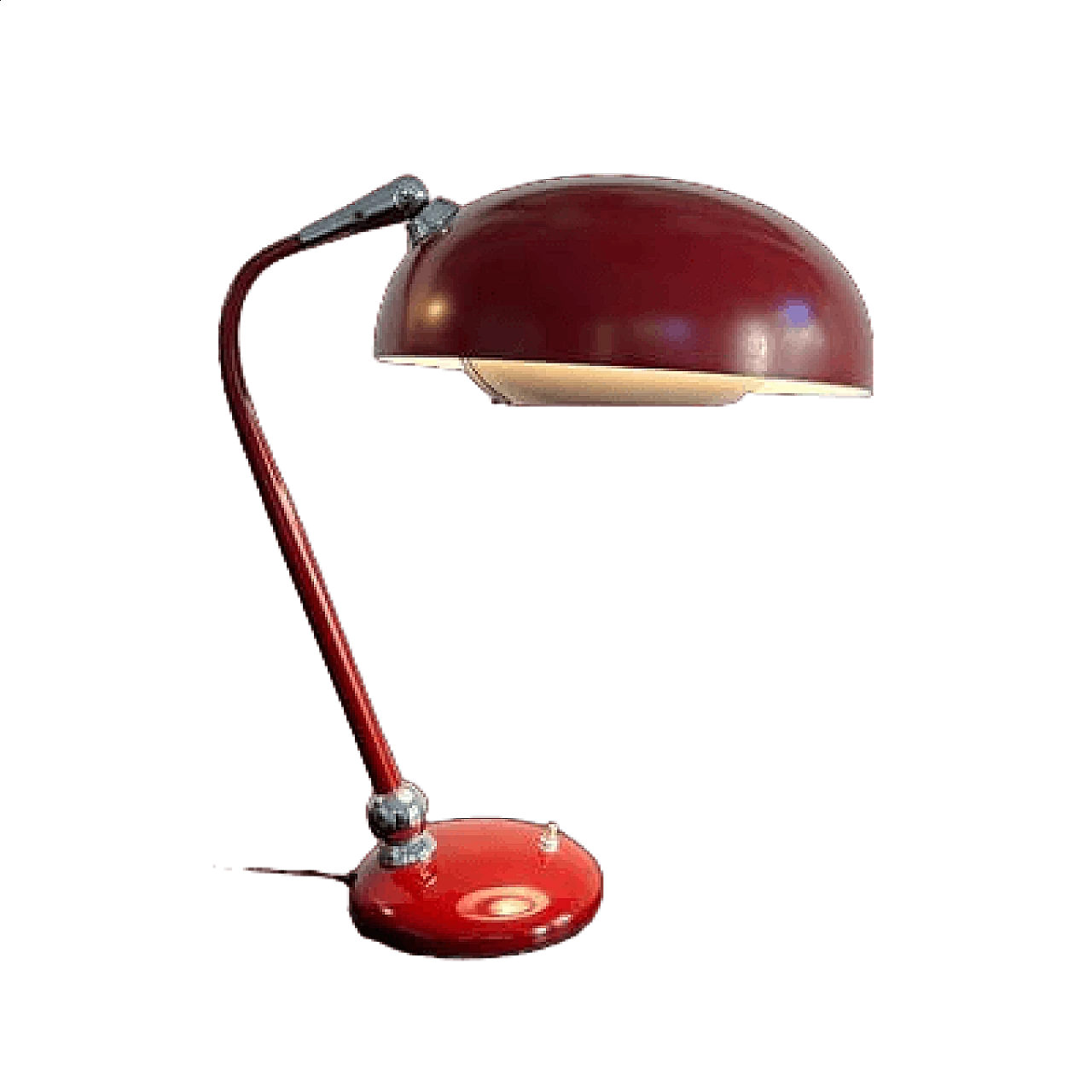 Lampada da tavolo in metallo laccato bordeaux, anni '60 13