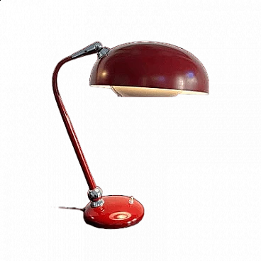 Lampada da tavolo in metallo laccato bordeaux, anni '60