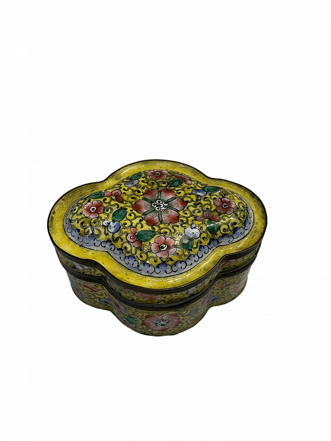 Scatola cinese in metallo smaltato cloisonné 7