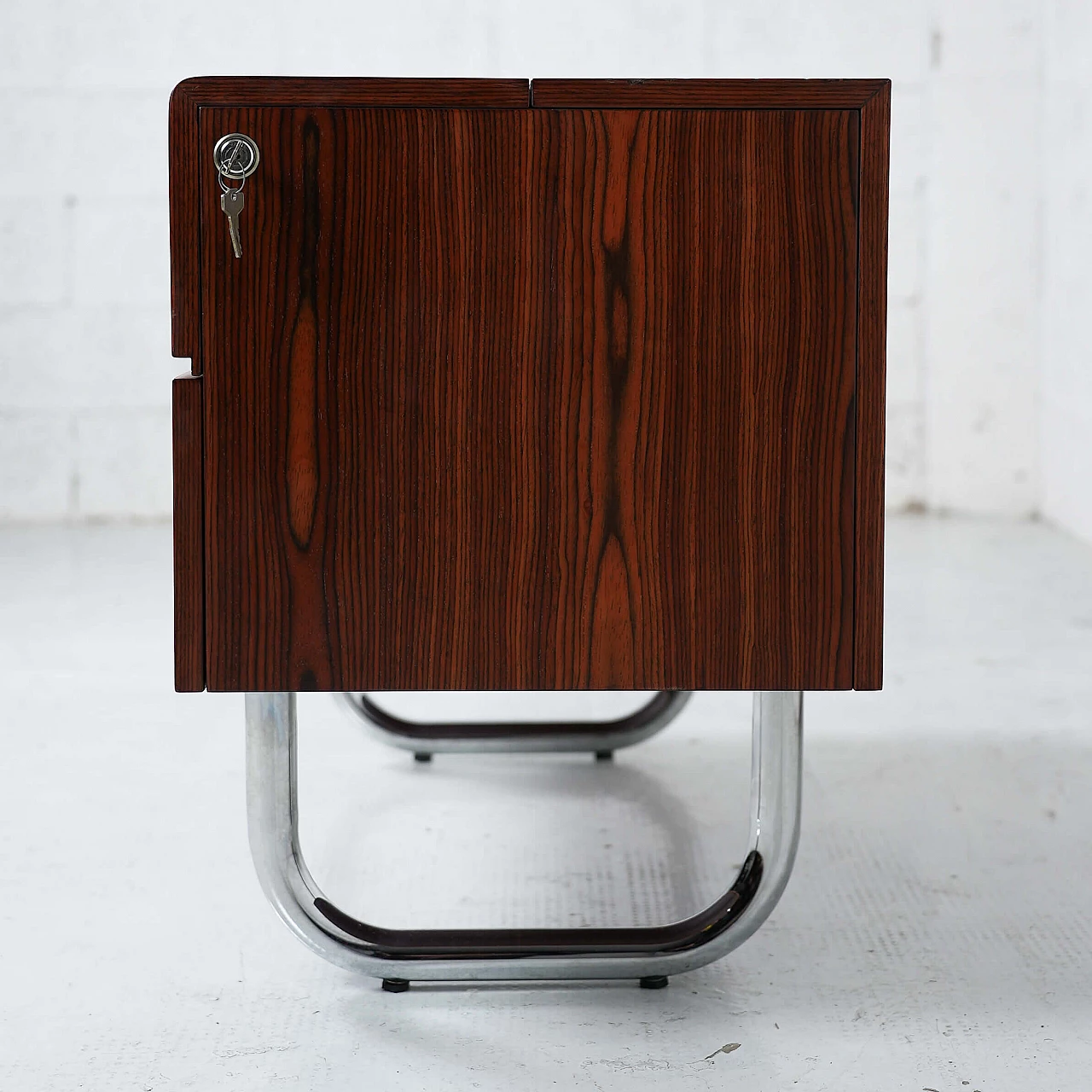 Wood and steel bar cabinet with turntable, 1970s 6