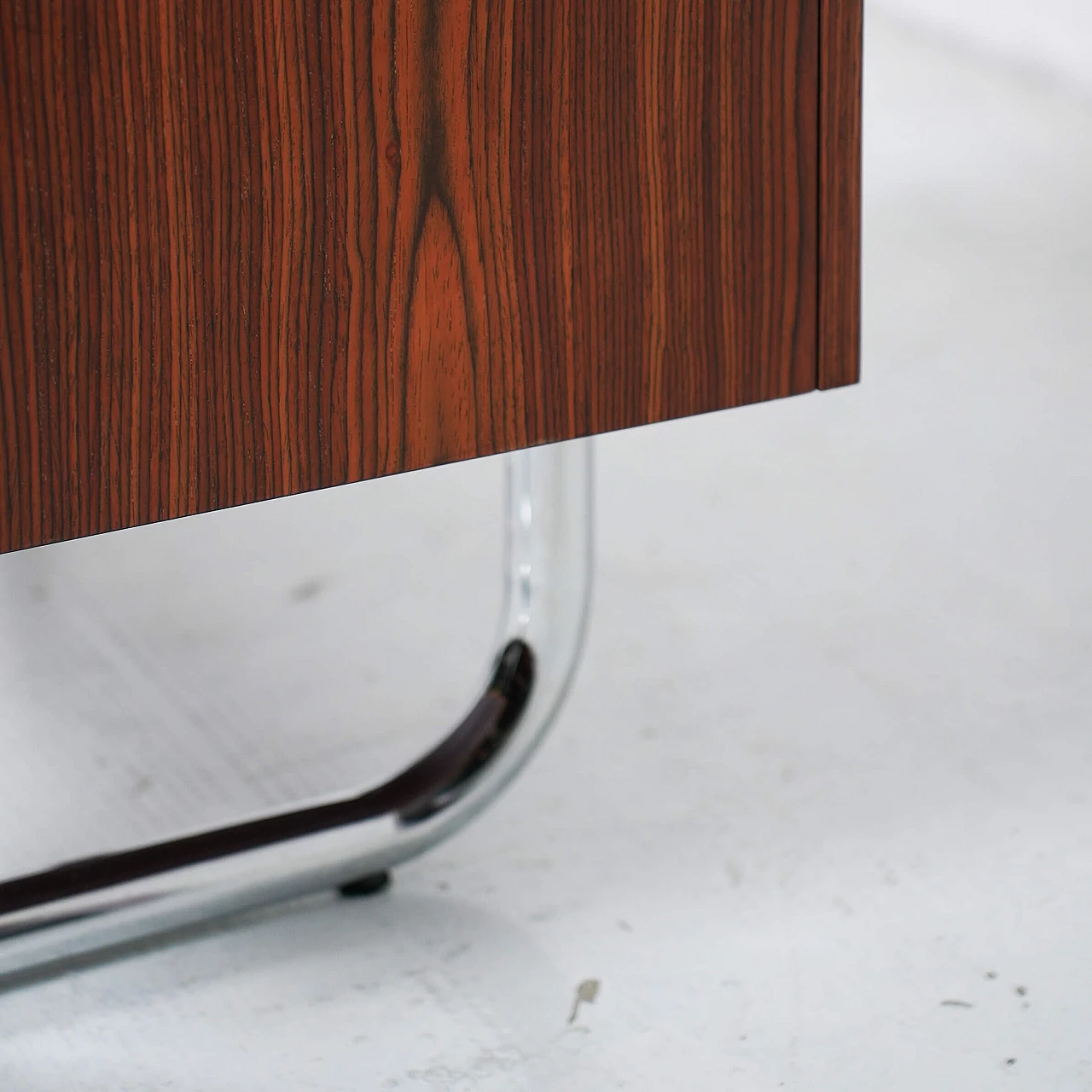 Mobile bar in legno e acciaio con giradischi, anni '70 7