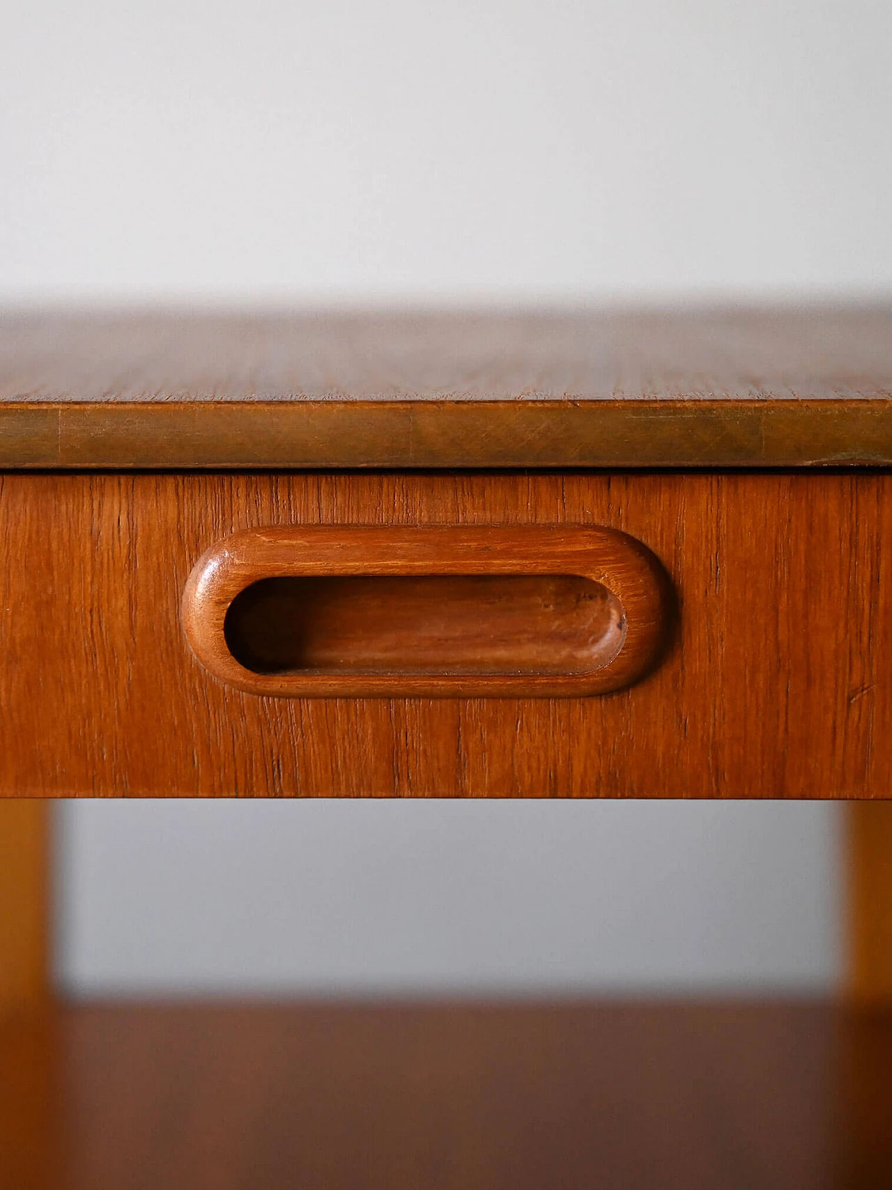 Scandinavian teak bedside table with drawer and double shelf, 1960s 9
